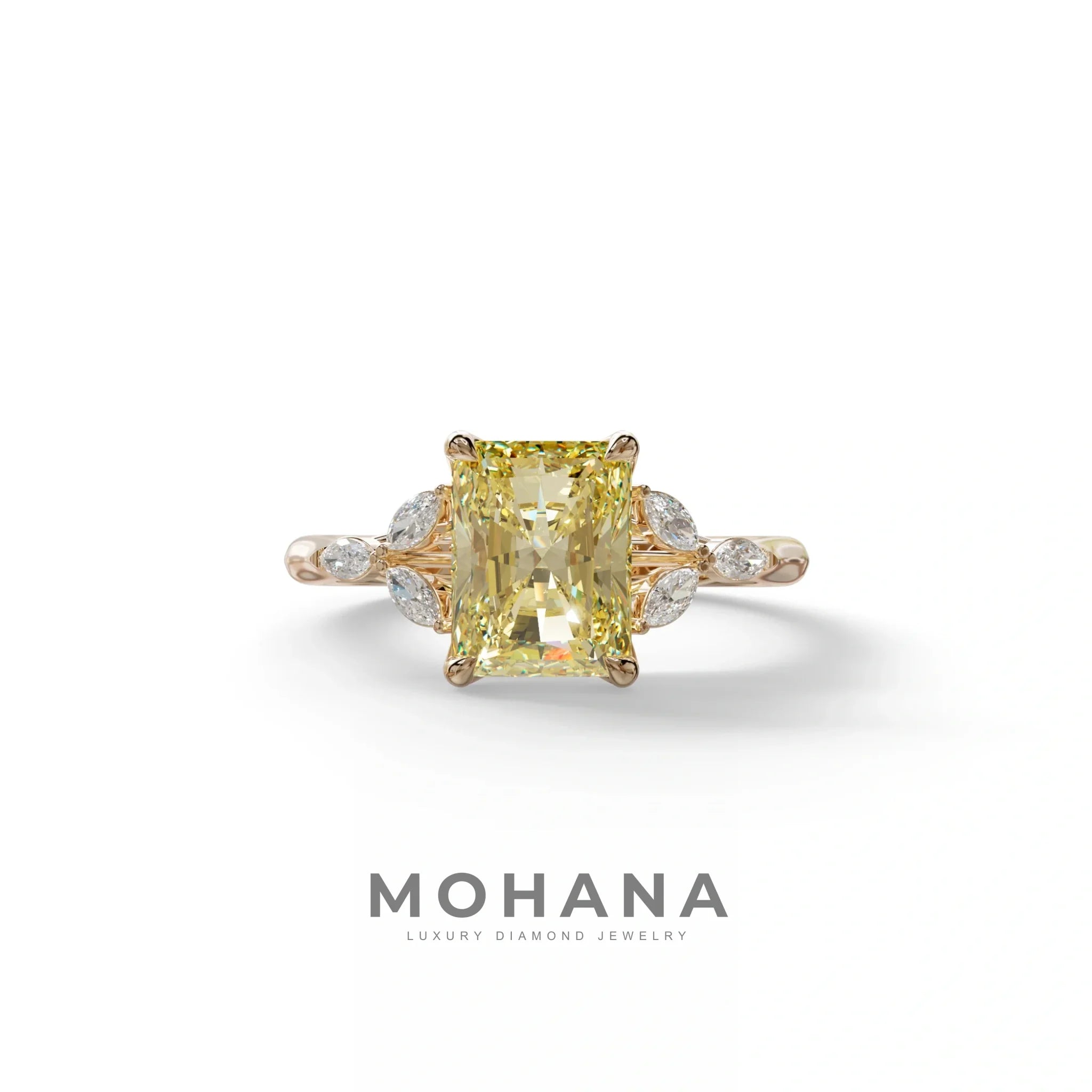 2.5 Carat Yellow Lab Grown Diamond Engagement Ring · Radiant Cut Nature-Inspired | Aurora - view 2