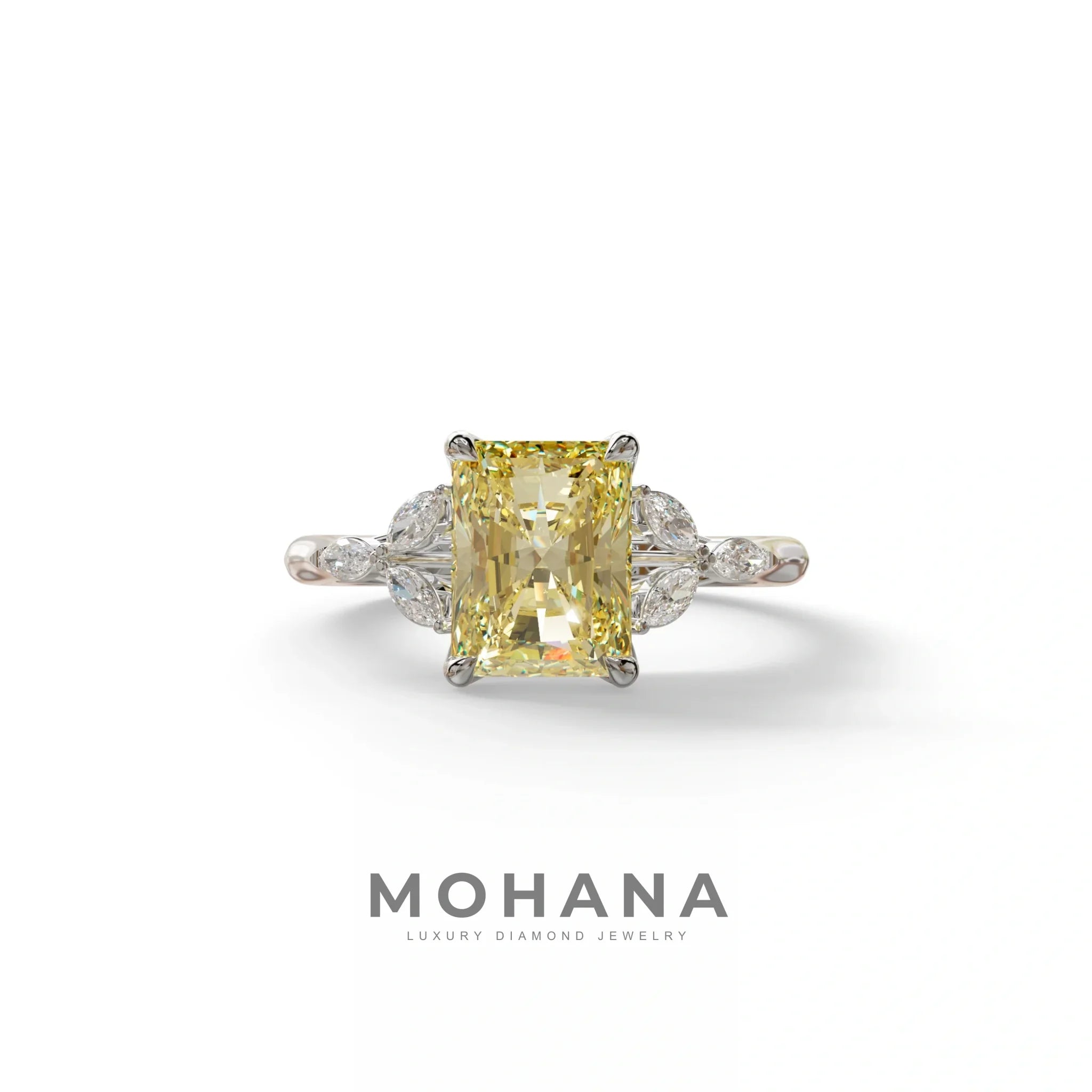 2.5 Carat Yellow Lab Grown Diamond Engagement Ring · Radiant Cut Nature-Inspired | Aurora - view 3