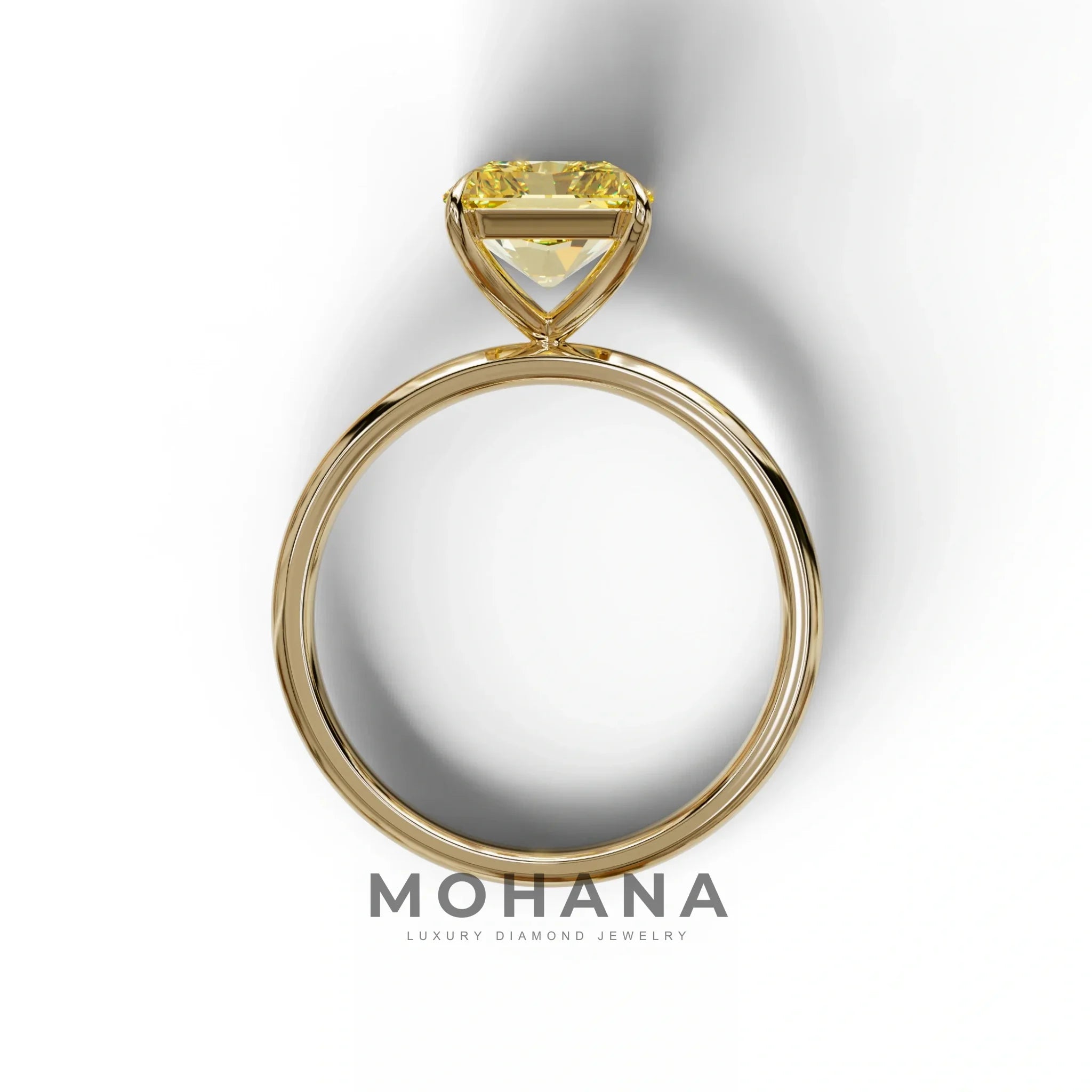Yellow Radiant Cut Solitaire Lab Grown Diamond Engagement Ring - Papilia