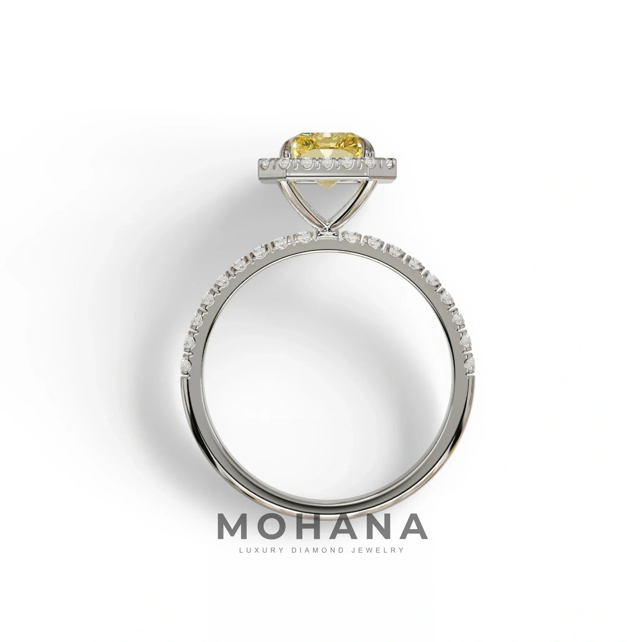 Yellow Radiant Cut Halo & Pave Lab Grown Diamond Engagement Ring - Madison