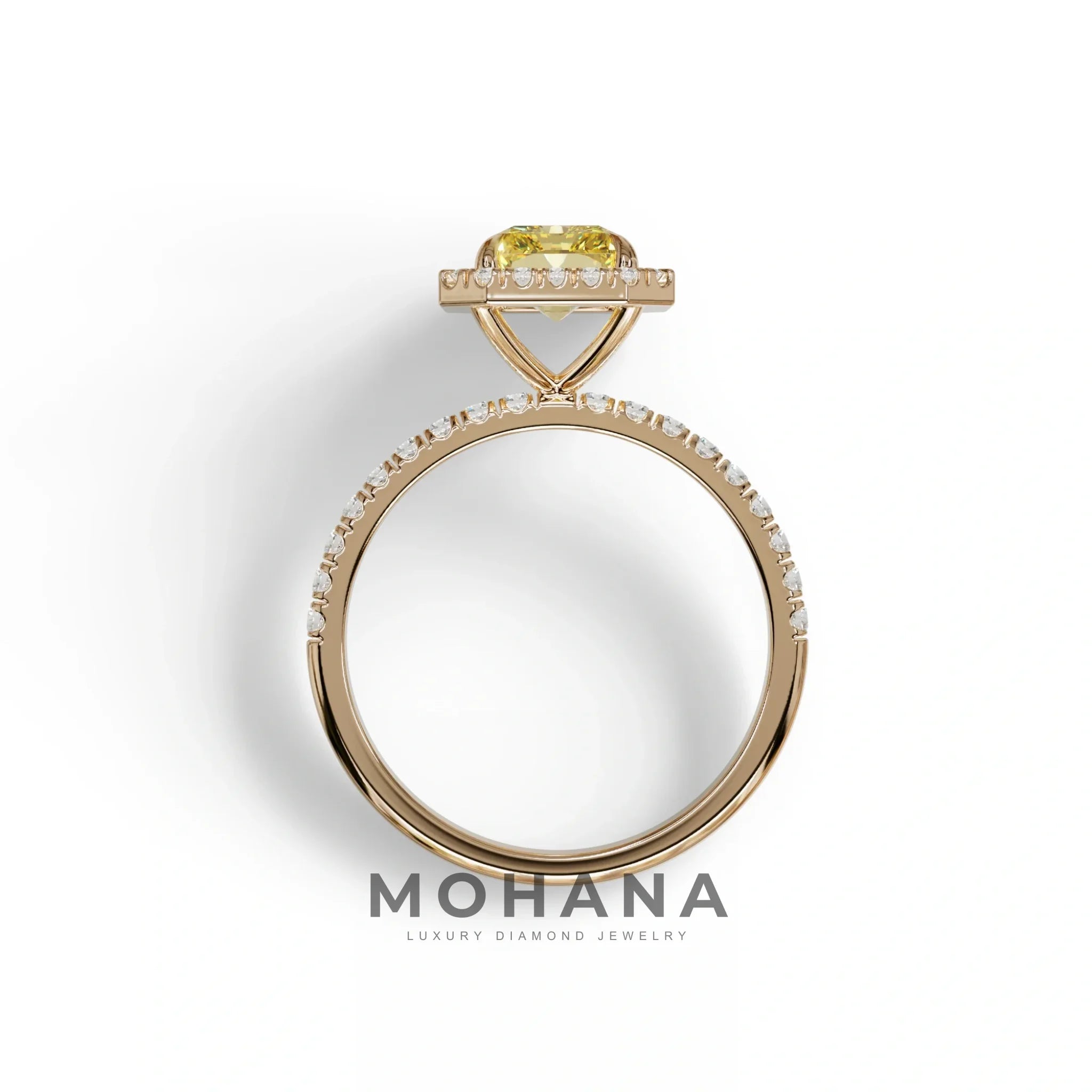 Yellow Radiant Cut Halo & Pave Lab Grown Diamond Engagement Ring - Madison