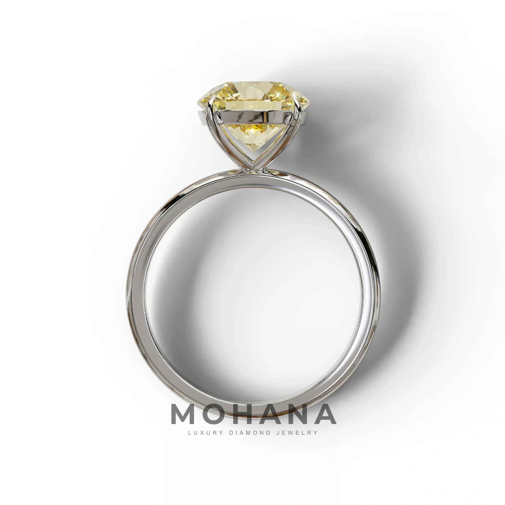 Yellow Round Cut Solitaire Lab Diamond Engagement Ring - Italia