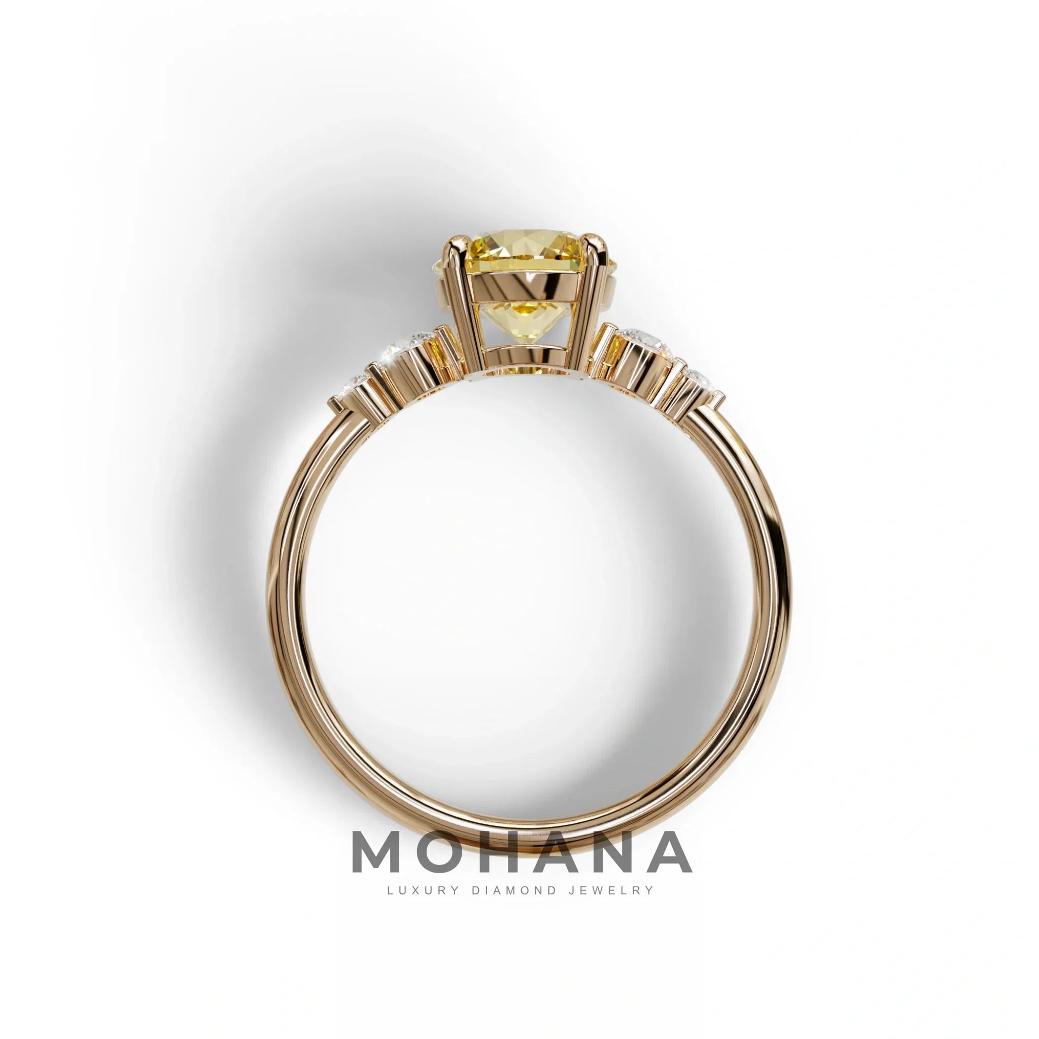 Yellow Round Three Stone Lab Grown Diamond Engagement Ring - Romance