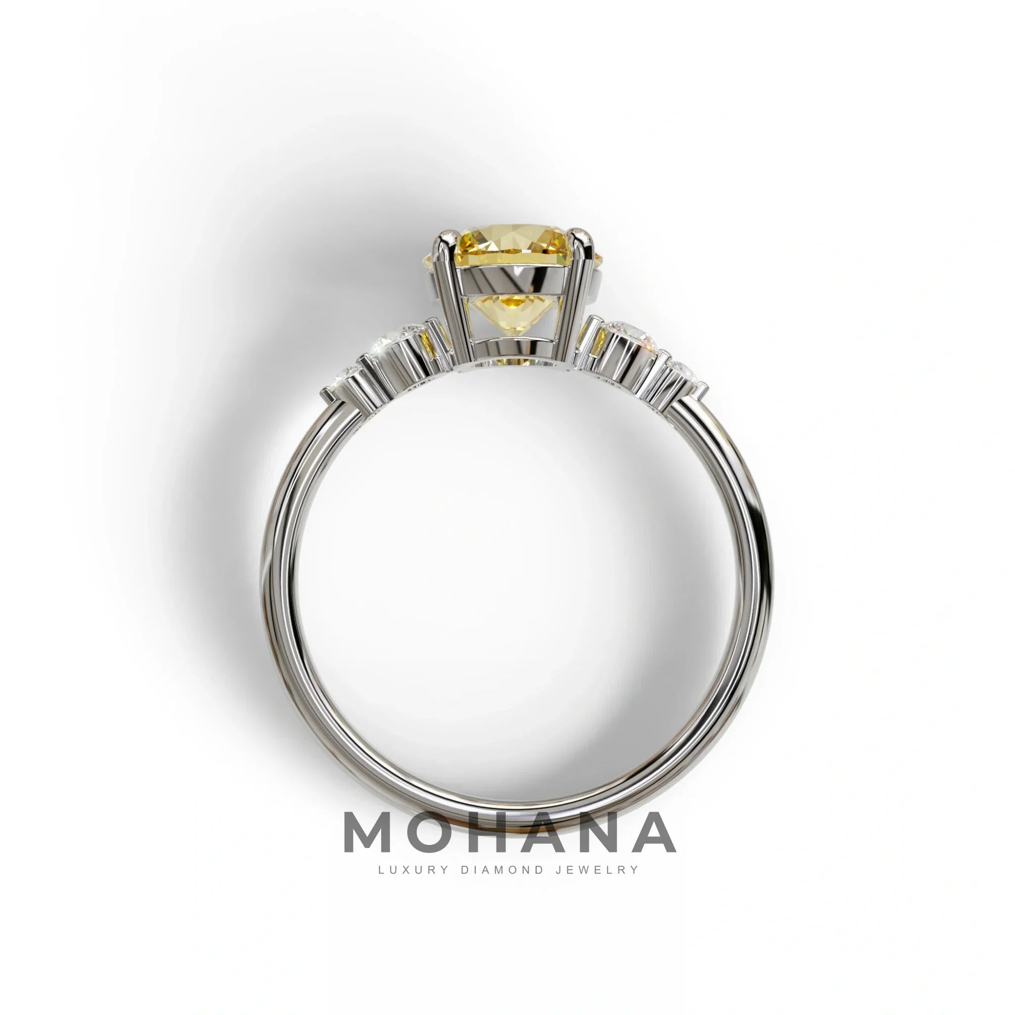 Yellow Round Three Stone Lab Grown Diamond Engagement Ring - Romance