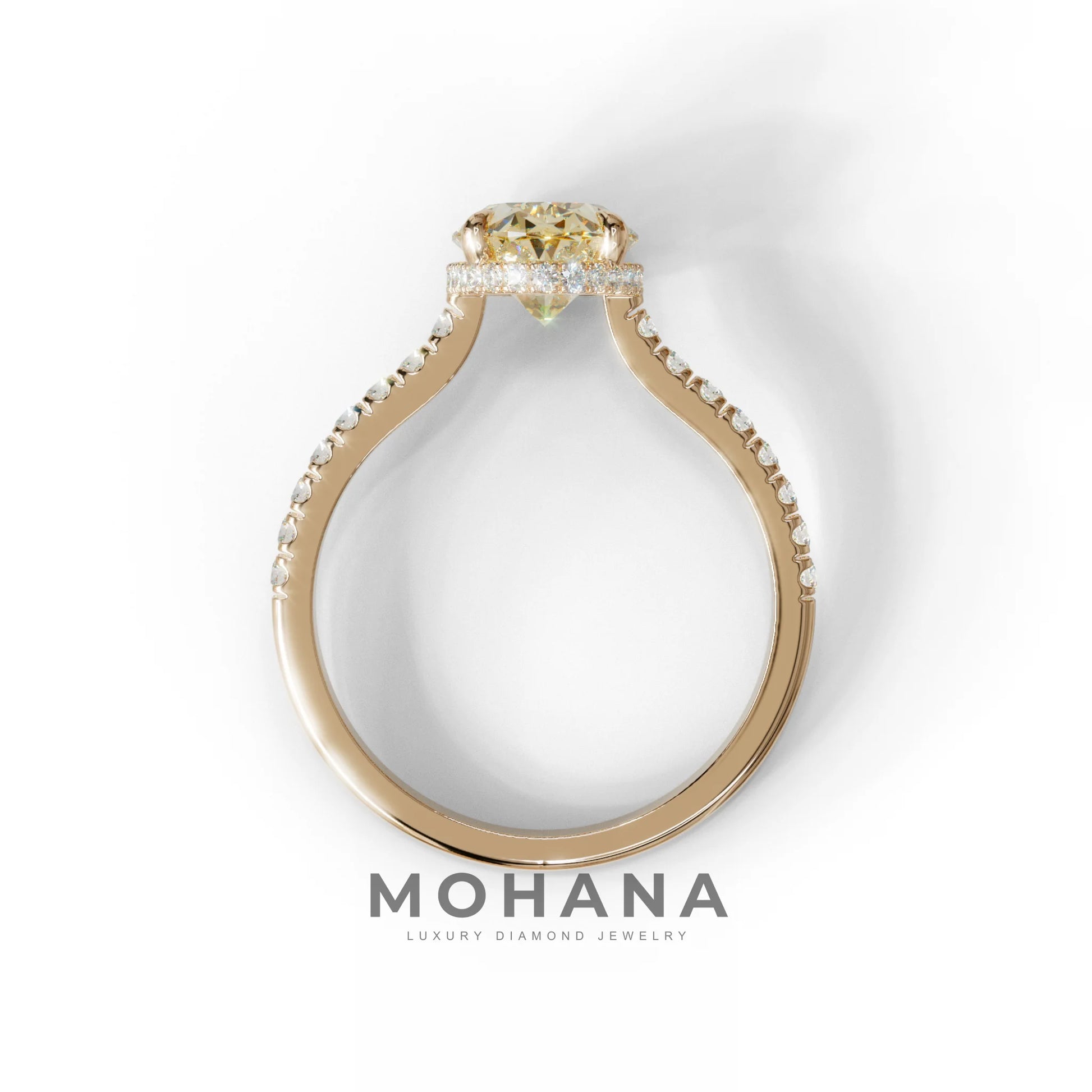 2.5 Carat Yellow Oval Hidden Halo & Pave Setting Lab Diamond Ring - Eblouissant