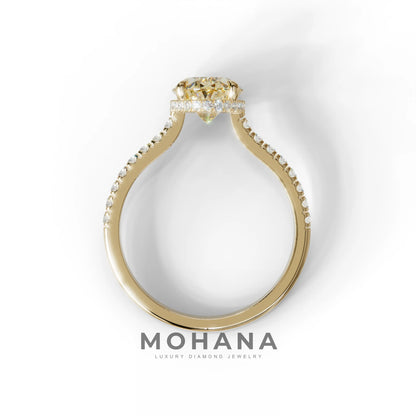 2.5 Carat Yellow Oval Hidden Halo & Pave Setting Lab Diamond Ring - Eblouissant