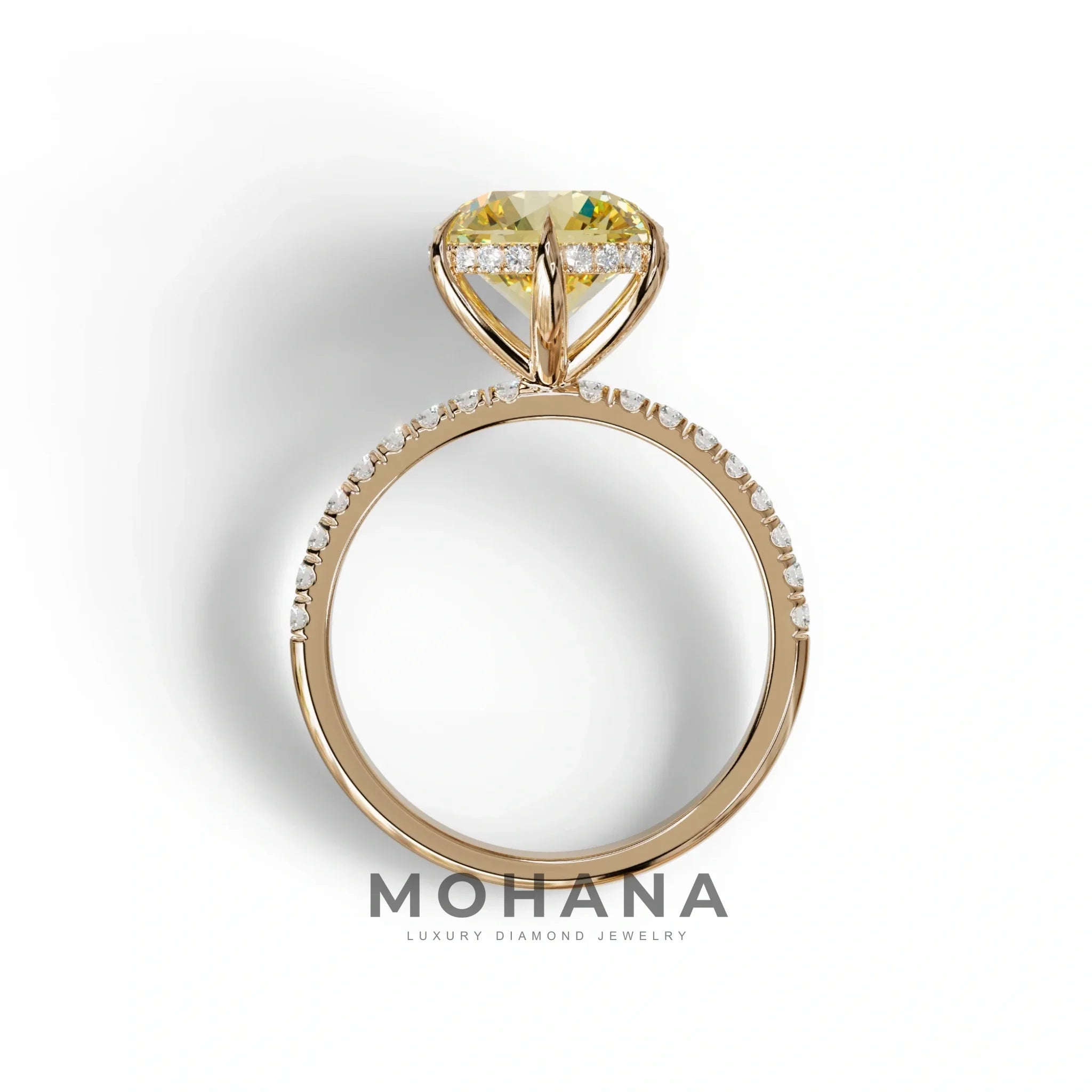 2.5 Carat Yellow Round Cut Hidden Halo & Pave Lab Diamond Ring - Hyper Saga