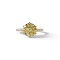 2.5 Carat Yellow Round Cut Hidden Halo & Pave Lab Diamond Ring - Hyper Saga - 10K Solid Gold / Yellow Gold