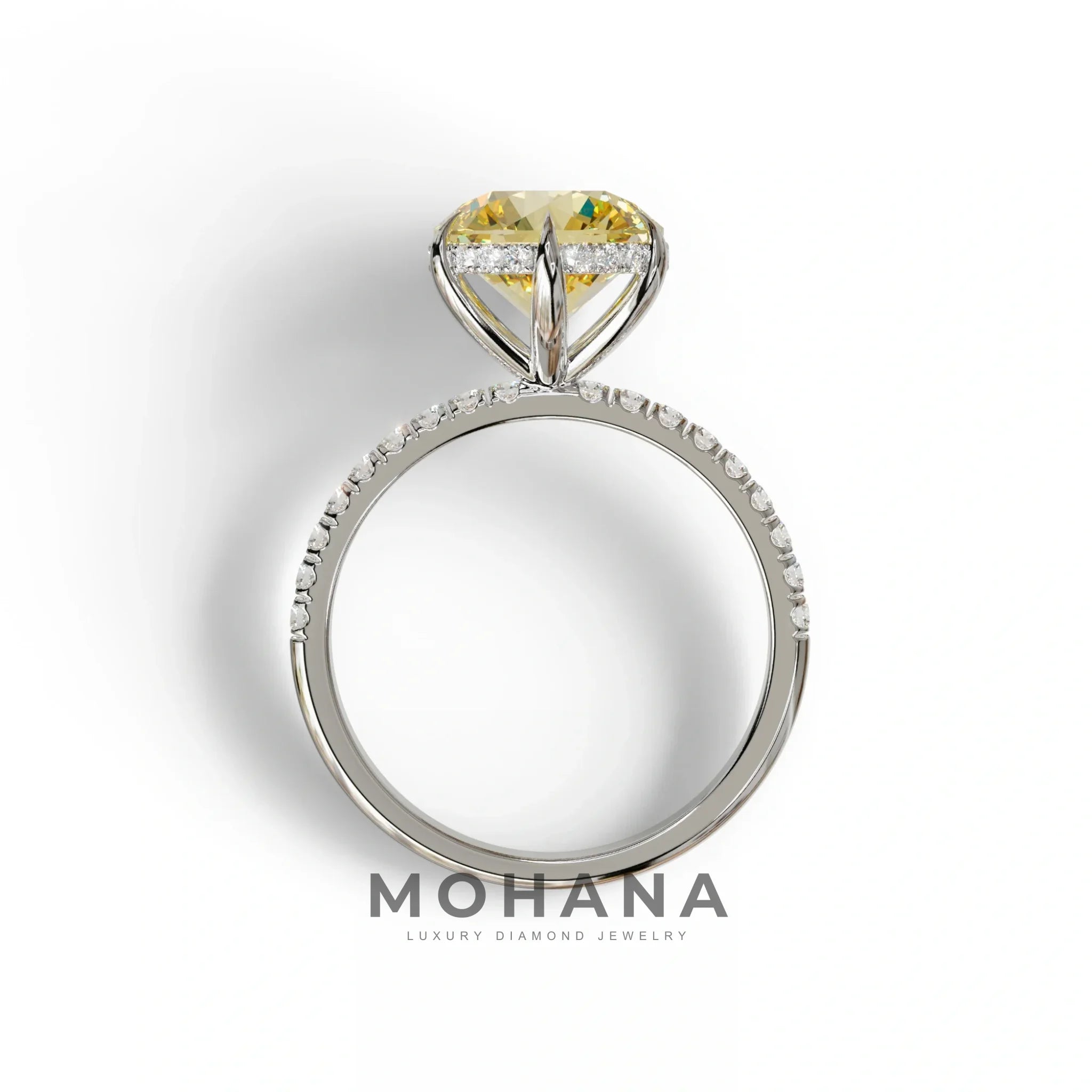 2.5 Carat Yellow Round Cut Hidden Halo & Pave Lab Diamond Ring - Hyper Saga