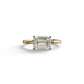2.5 Ct Emerald Cut Lab Diamond In Pave-Chanel Setting Ring - Qiqi - 10K Solid Gold / Yellow Gold