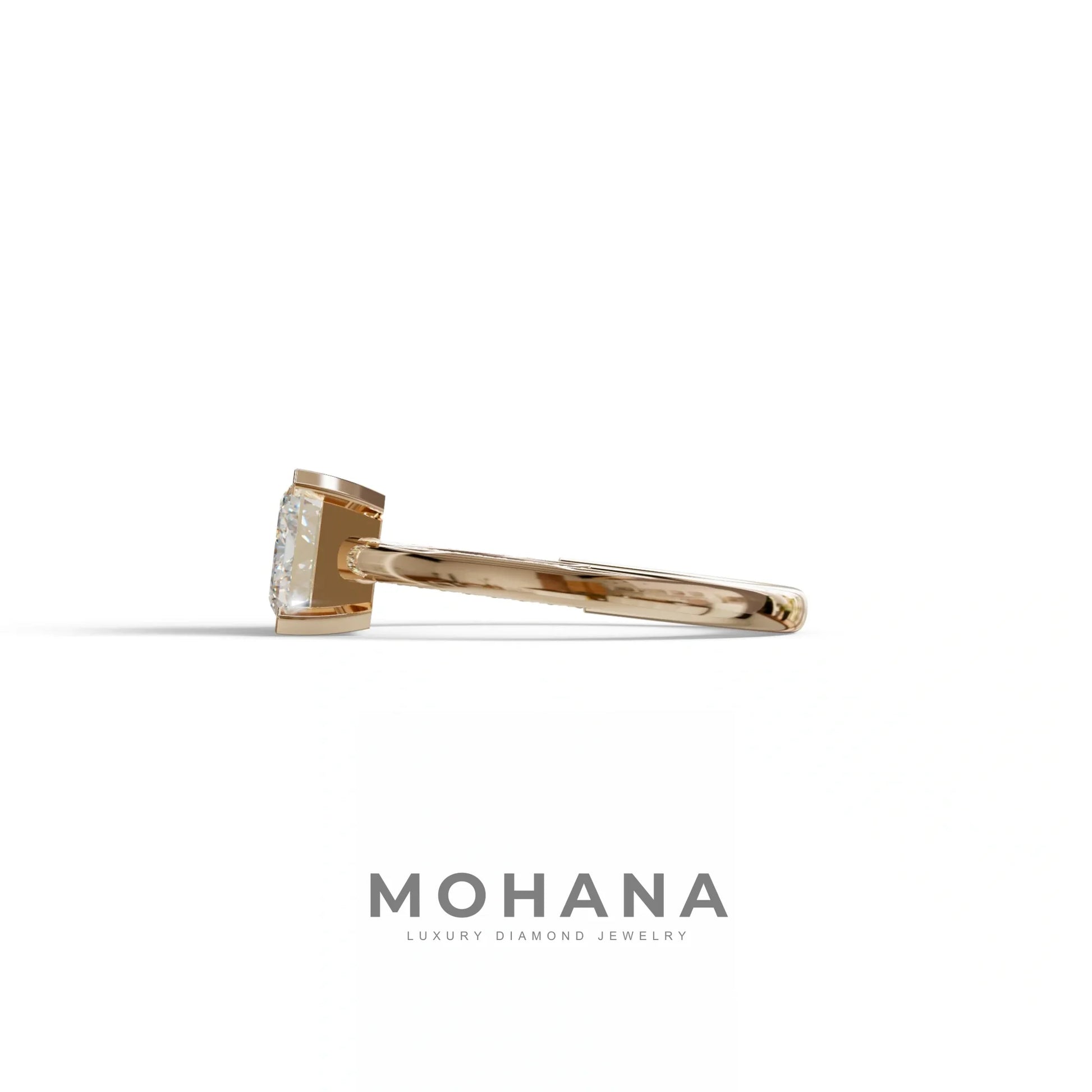 2.5 Ct Emerald Cut Lab Diamond In Pave-Chanel Setting Ring - Qiqi