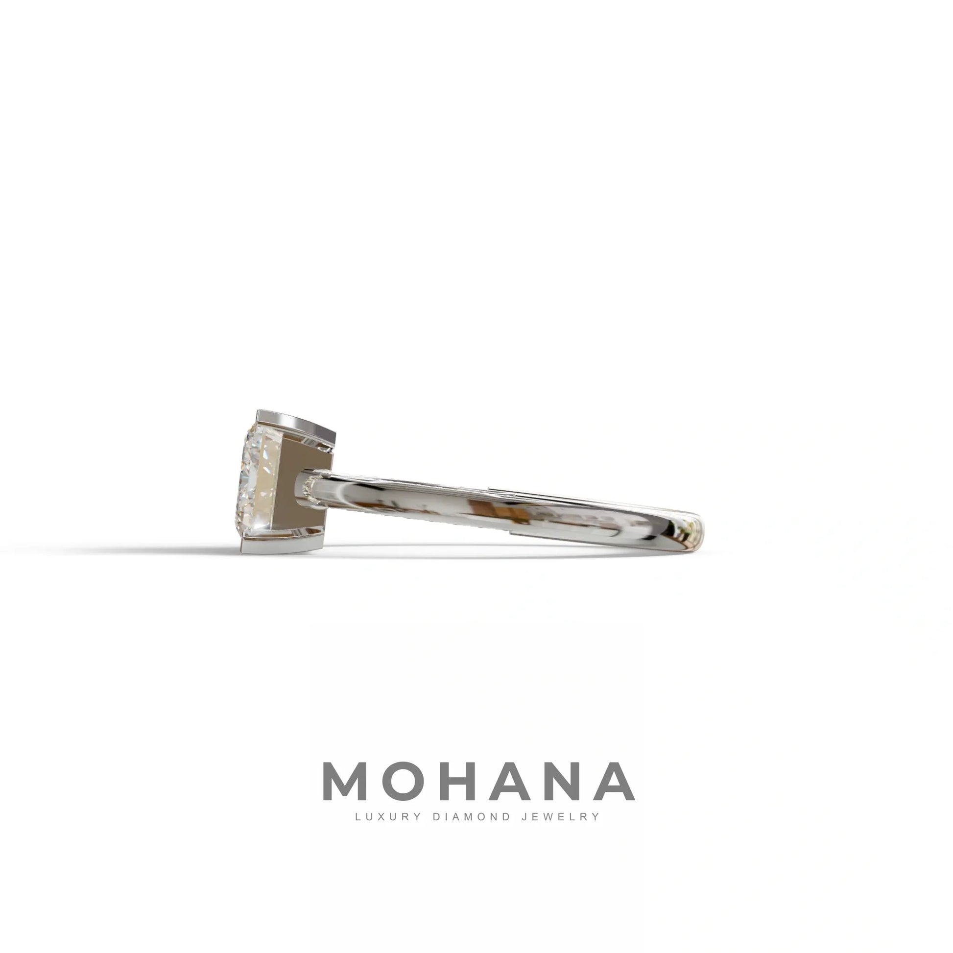 2.5 Ct Emerald Cut Lab Diamond In Pave-Chanel Setting Ring - Qiqi