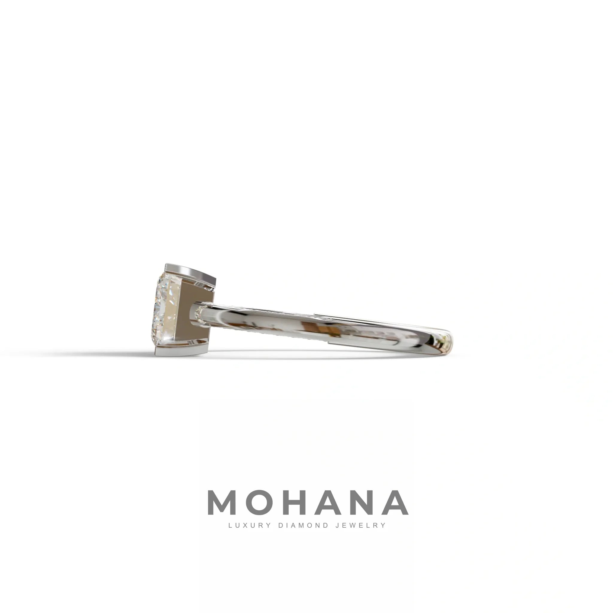 2.5 Ct Emerald Cut Lab Diamond In Pave-Chanel Setting Ring - Qiqi