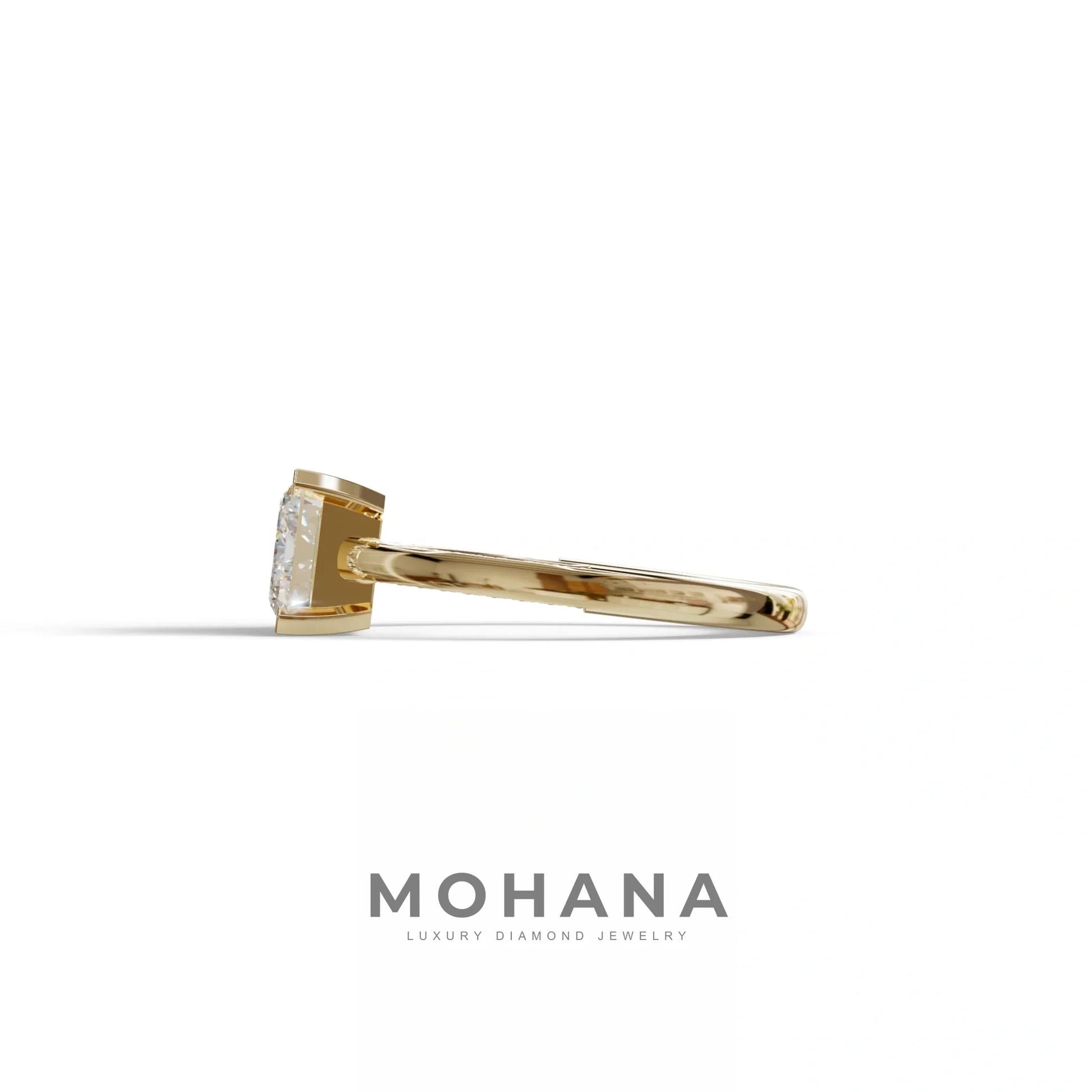 2.5 Ct Emerald Cut Lab Diamond In Pave-Chanel Setting Ring - Qiqi