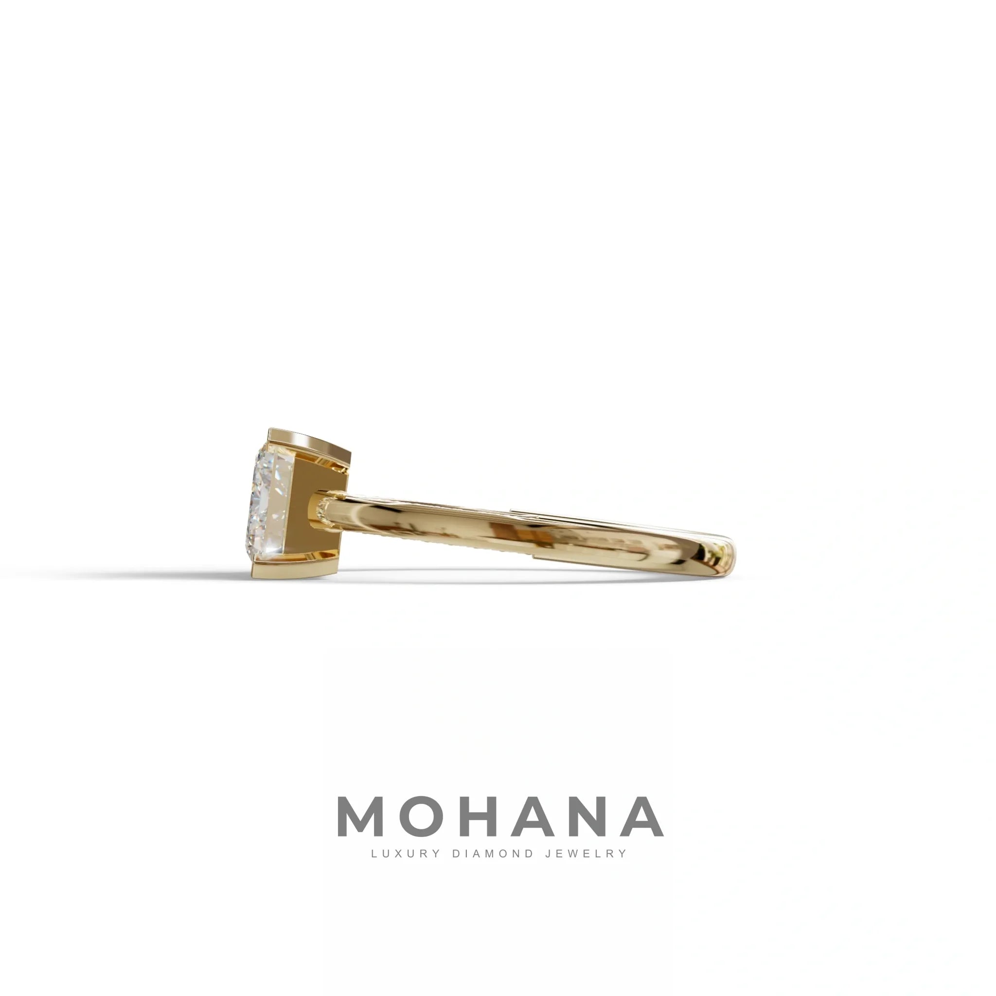 2.5 Ct Emerald Cut Lab Diamond In Pave-Chanel Setting Ring - Qiqi