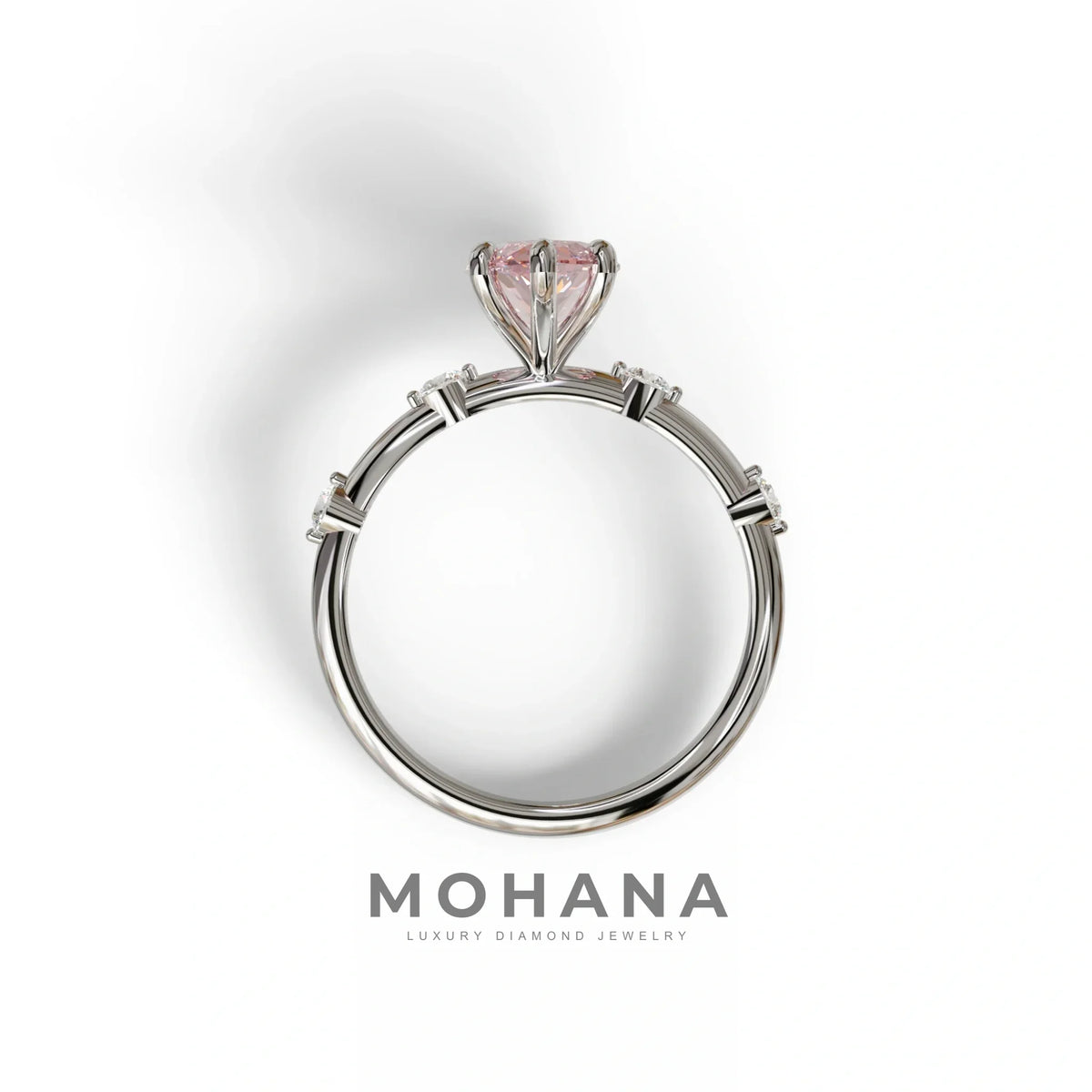 2.5 Ct Fancy Intense Pink Marquise Cut Lab Diamond In Space-Chanel Setting Ring - Nimi