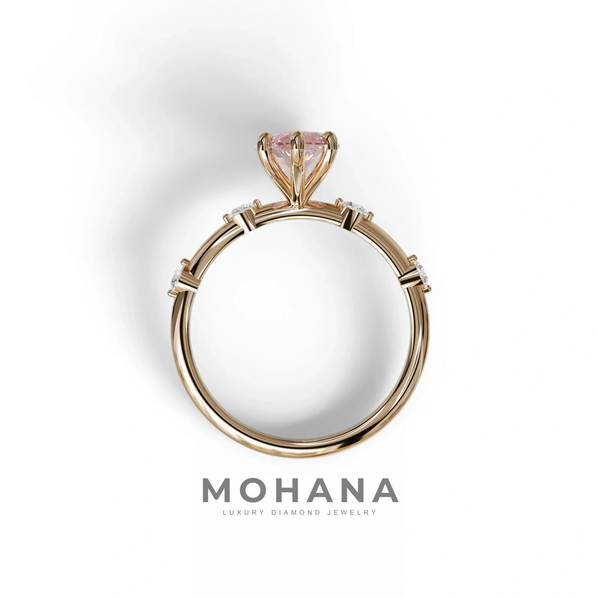 2.5 Ct Fancy Intense Pink Marquise Cut Lab Diamond In Space-Chanel Setting Ring - Nimi