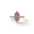 2.5 Ct Fancy Intense Pink Marquise Cut Lab Diamond In Space-Chanel Setting Ring - Nimi - 10K Solid Gold / Yellow Gold