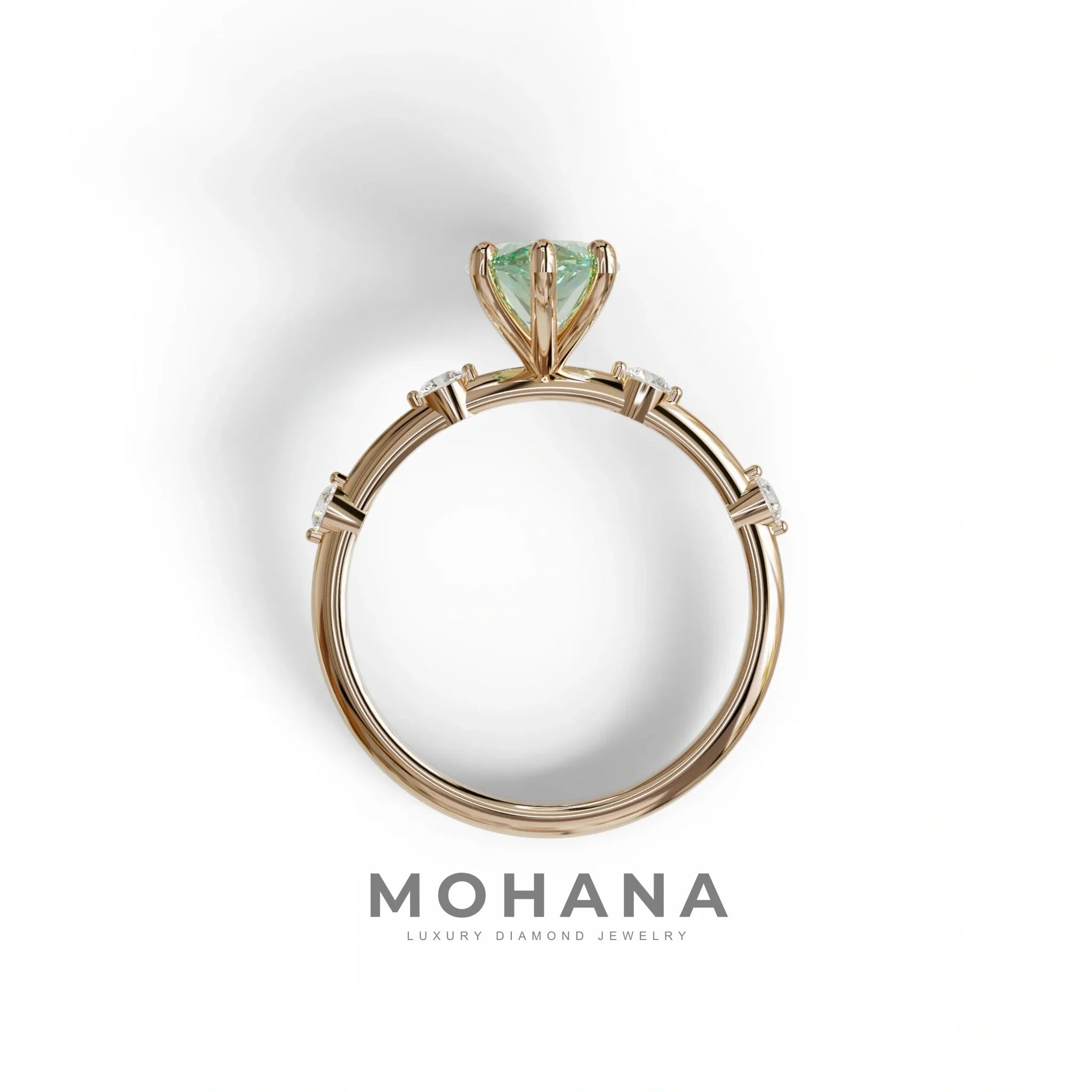 2.5 Ct Fancy Vivid Green Marquise Cut Lab Diamond In Space-Chanel Setting Ring - Nimi