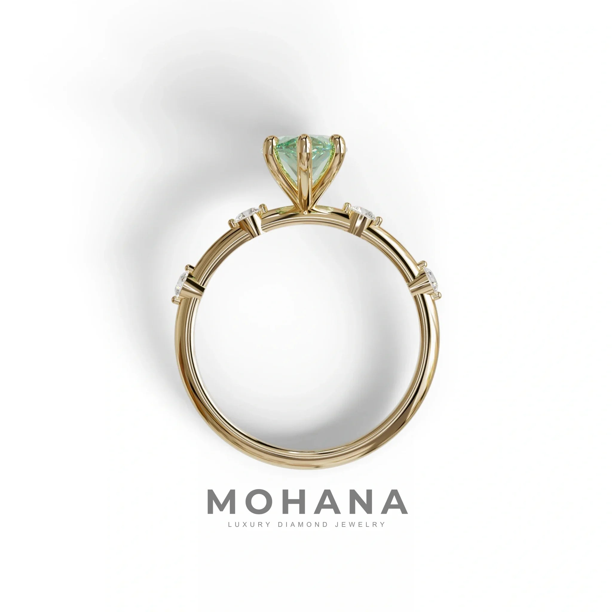 2.5 Ct Fancy Vivid Green Marquise Cut Lab Diamond In Space-Chanel Setting Ring - Nimi