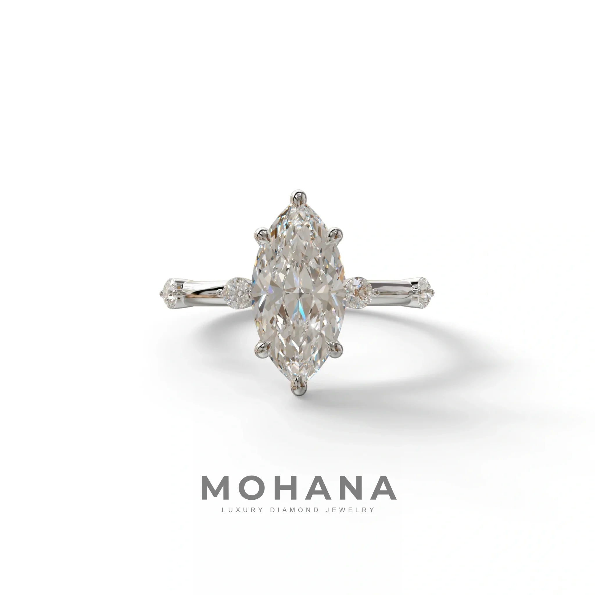 2.5 Ct Marquise Cut Lab Diamond In Space-Chanel Setting Ring - Nimi - 10K Solid Gold / White Gold