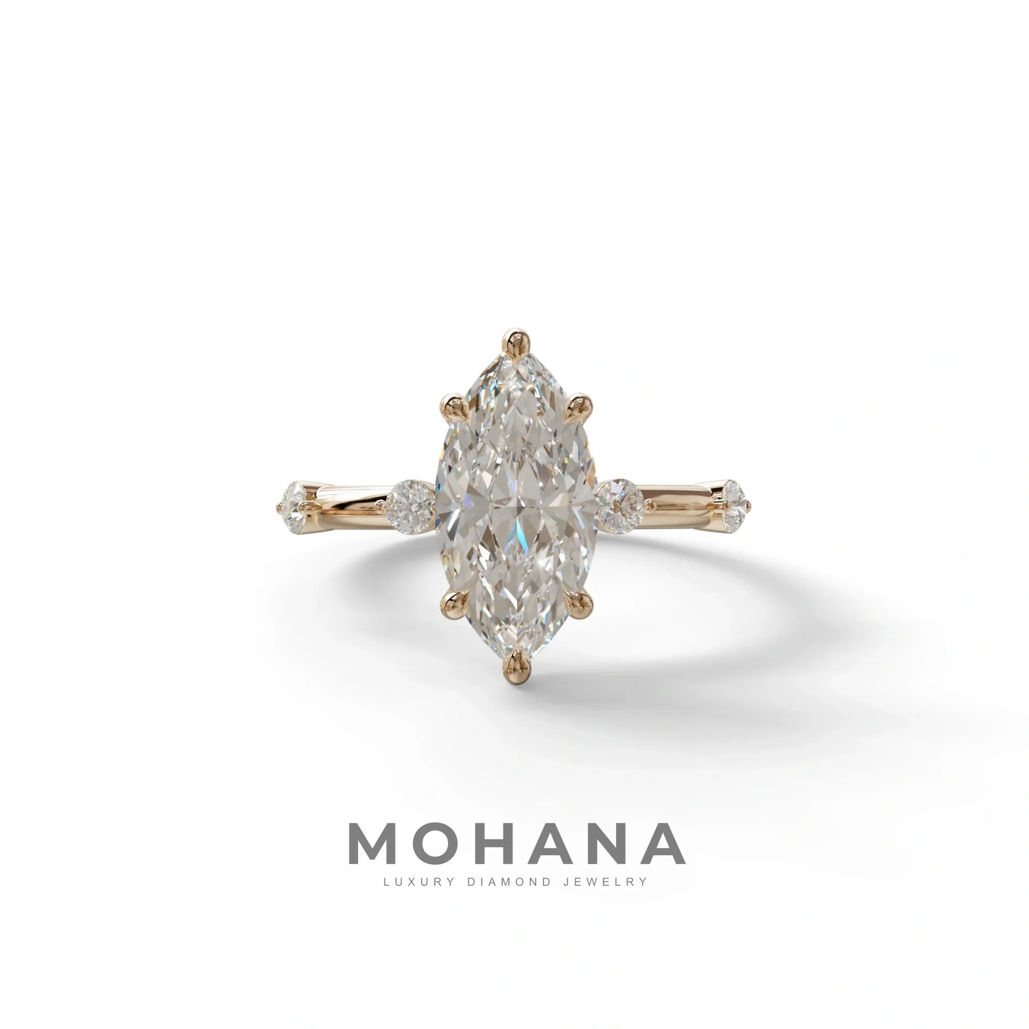2.5 Ct Marquise Cut Lab Diamond In Space-Chanel Setting Ring - Nimi - 10K Solid Gold / Rose Gold