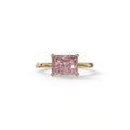 2.5 Ct Pink Radiant Cut Lab Grown Diamond In Pave-Chanel Setting Ring - Maxine - 10K Solid Gold / Yellow Gold