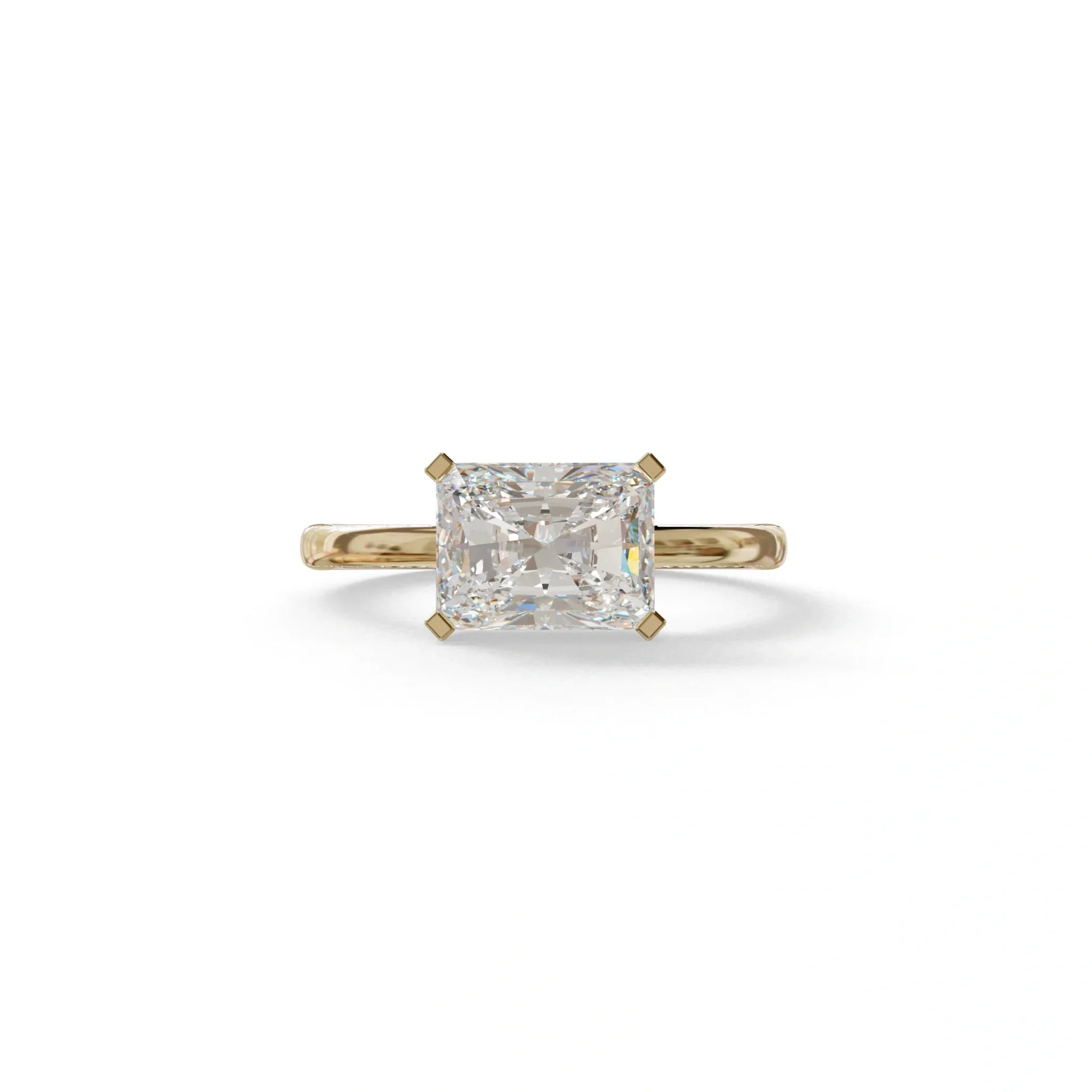 2.5 Ct Radiant Cut Lab Diamond In Pave-Chanel Setting Ring - Maxine - 10K Solid Gold / Yellow Gold