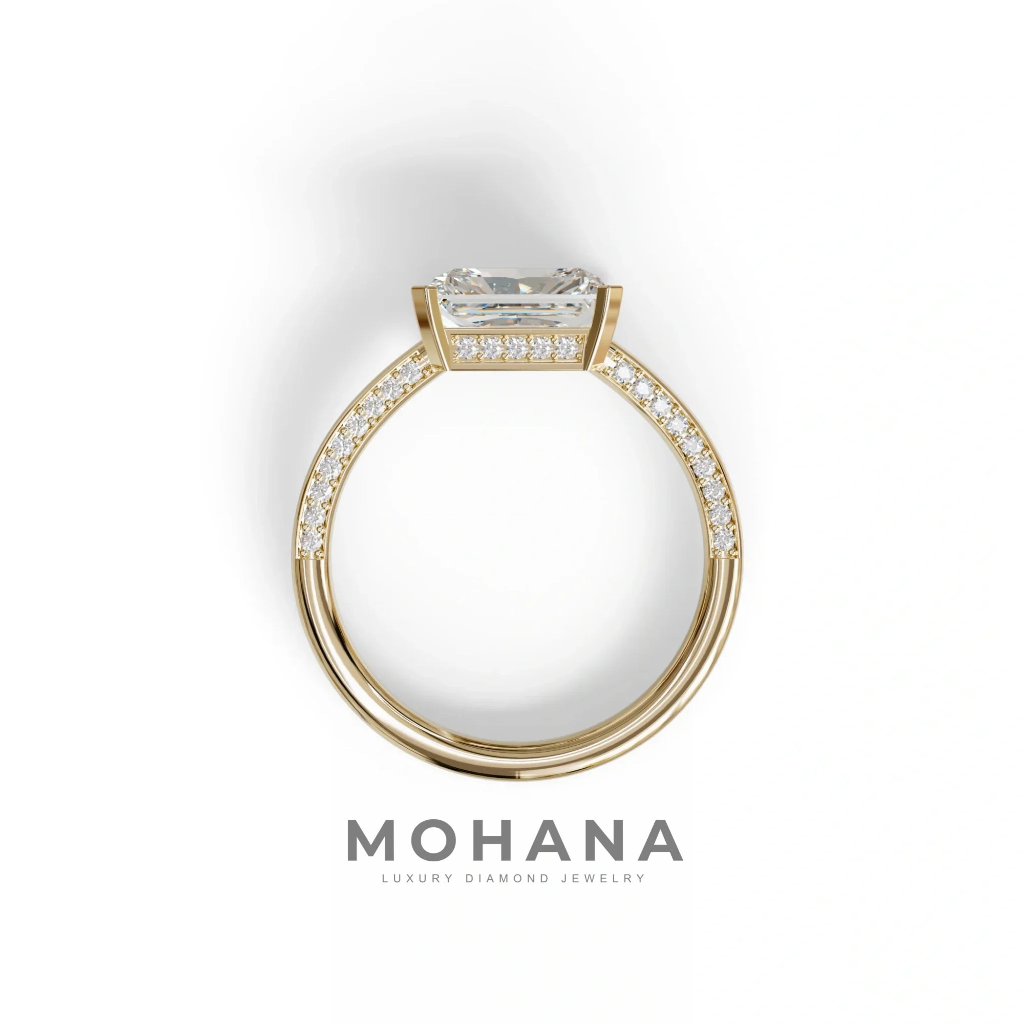 2.5 Ct Radiant Cut Lab Diamond In Pave-Chanel Setting Ring - Maxine