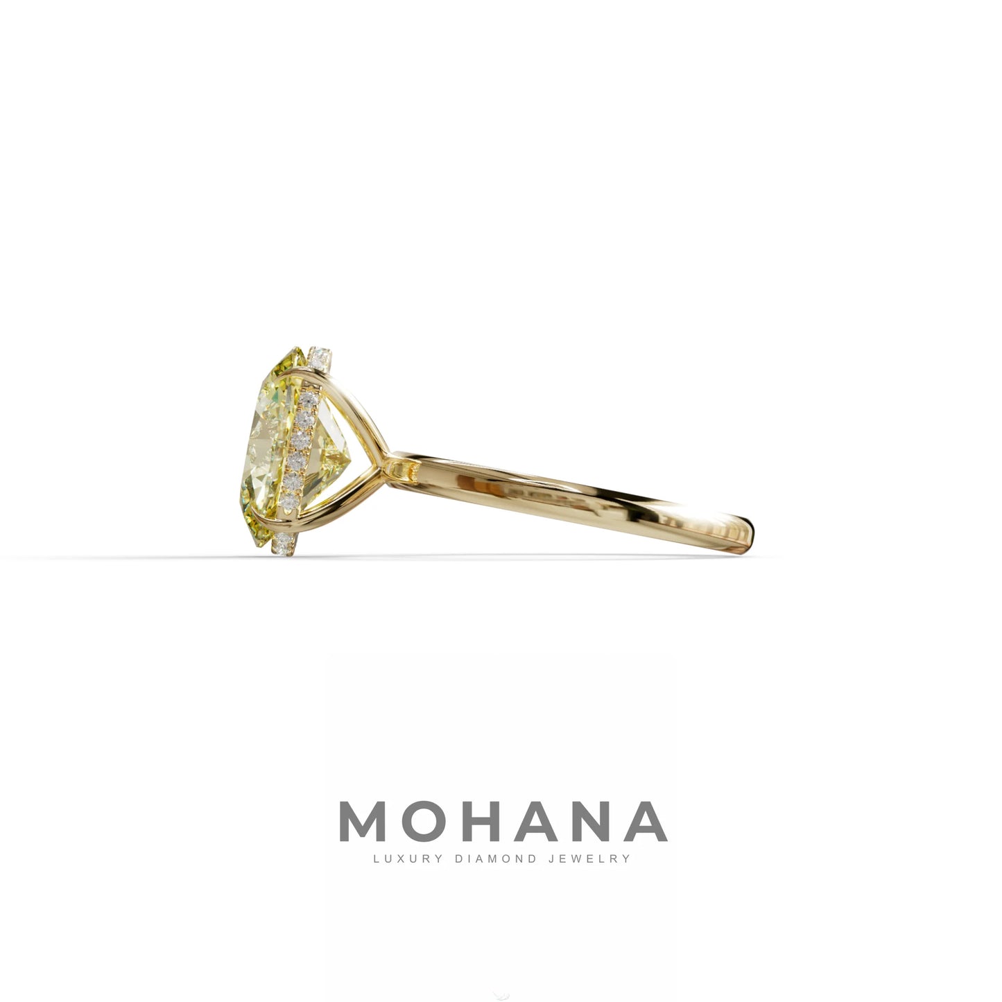 2.5 Carat Yellow Oval Cut Hidden Halo Lab Diamond Ring - Mi Amor