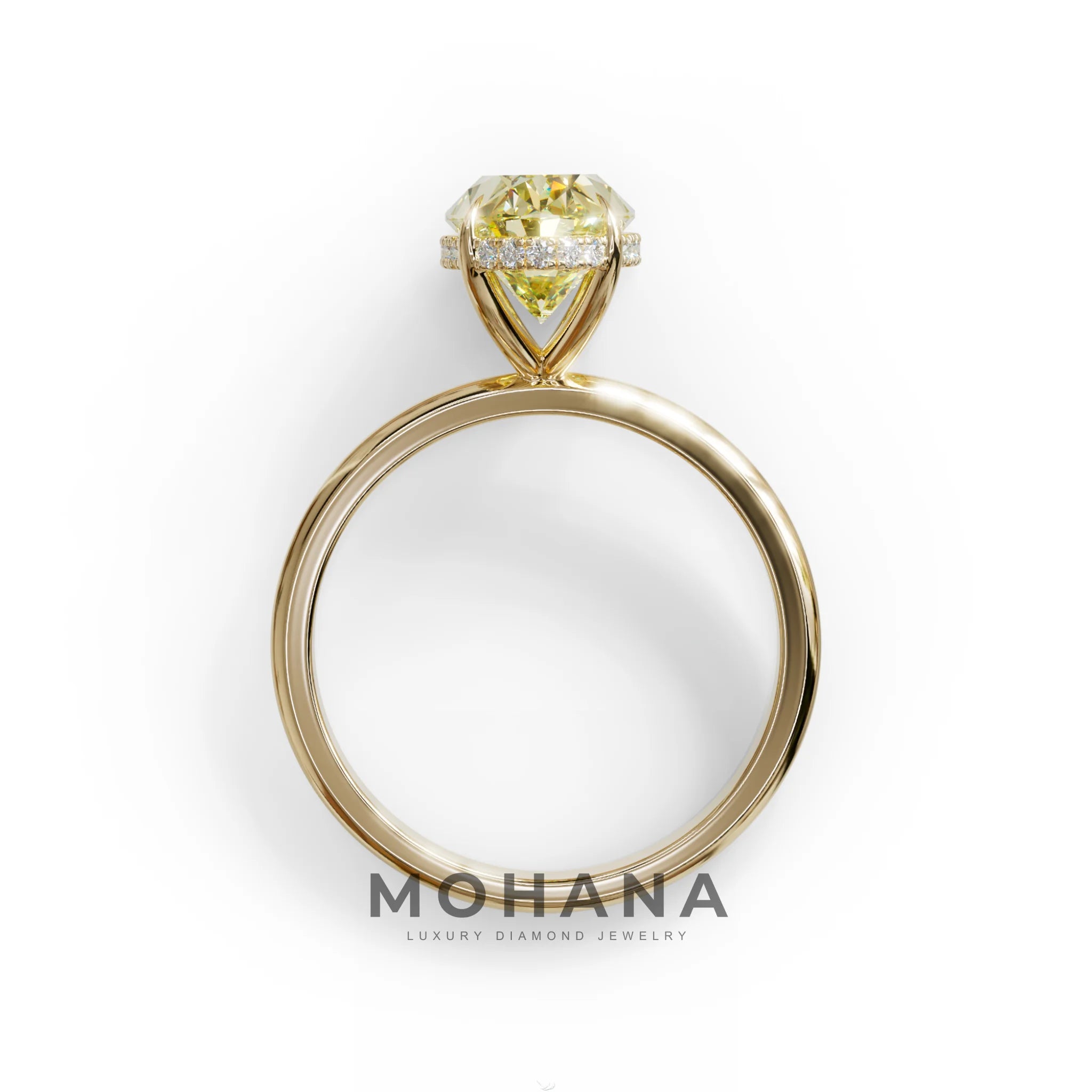2.5 Carat Yellow Oval Cut Hidden Halo Lab Diamond Ring - Mi Amor