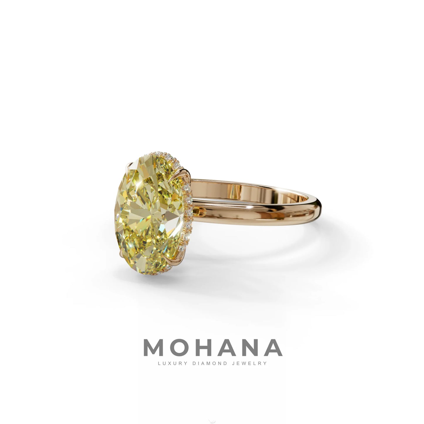 2.5 Carat Yellow Oval Cut Hidden Halo Lab Diamond Ring - Mi Amor