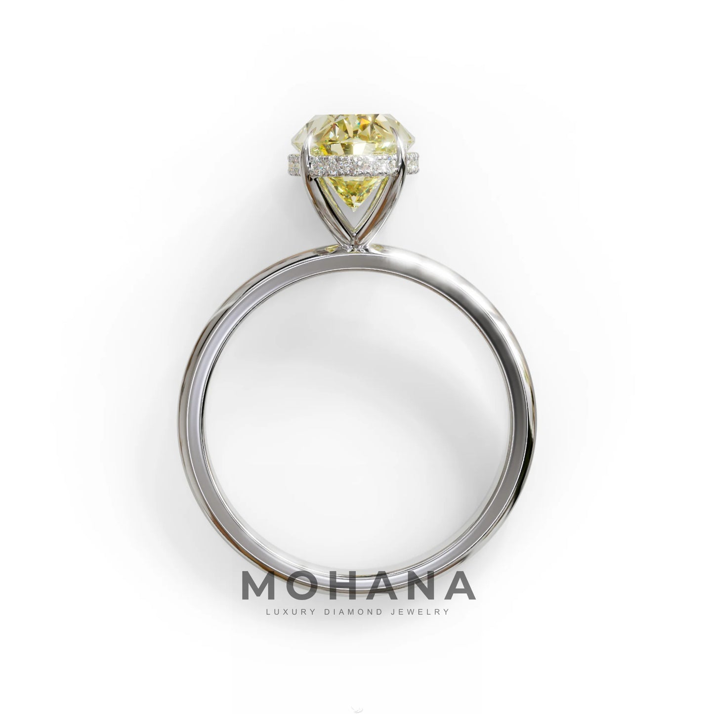 2.5 Carat Yellow Oval Cut Hidden Halo Lab Diamond Ring - Mi Amor