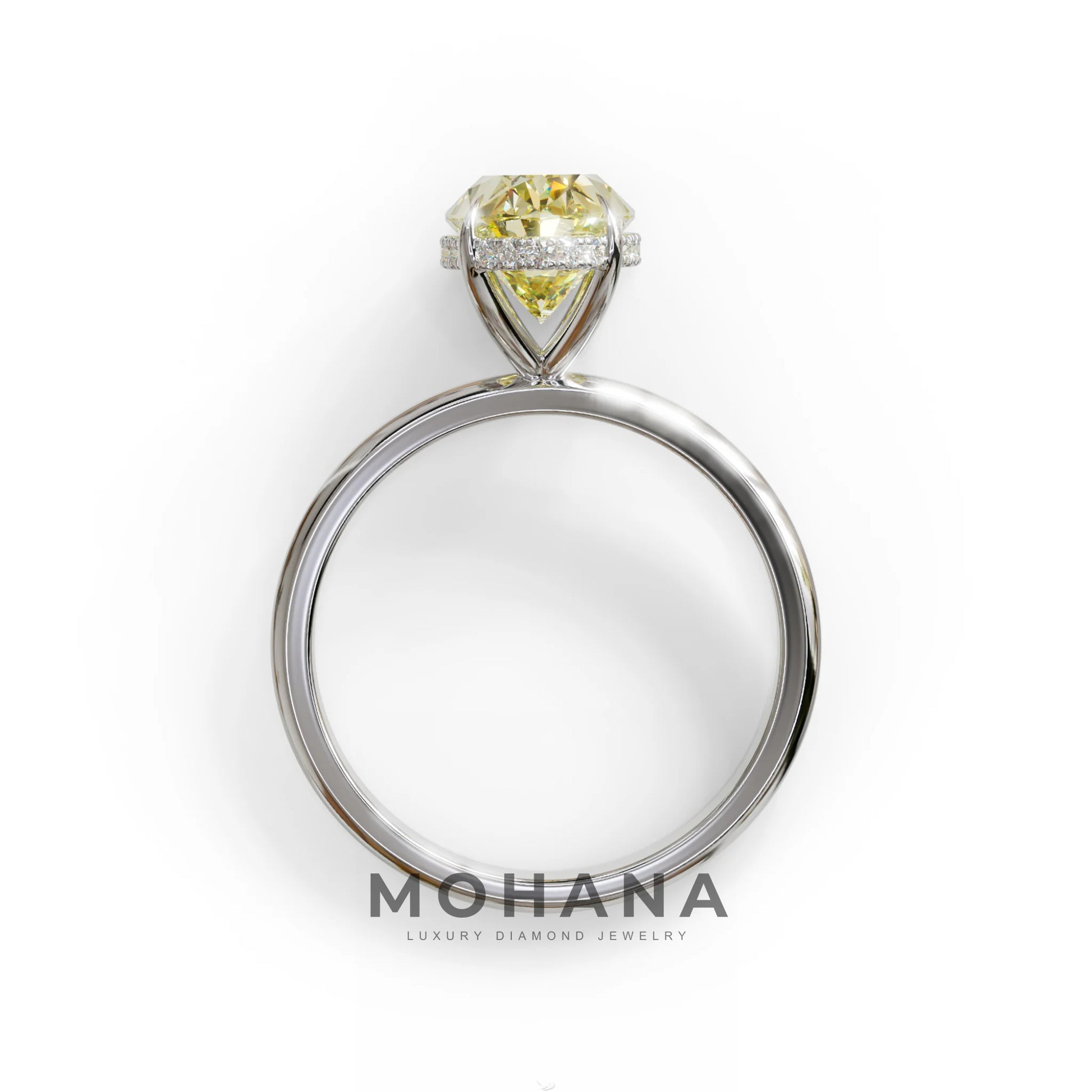 2.5 Carat Yellow Oval Cut Hidden Halo Lab Diamond Ring - Mi Amor