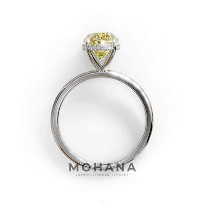 2.5 Carat Yellow Oval Cut Hidden Halo Lab Diamond Ring - Mi Amor
