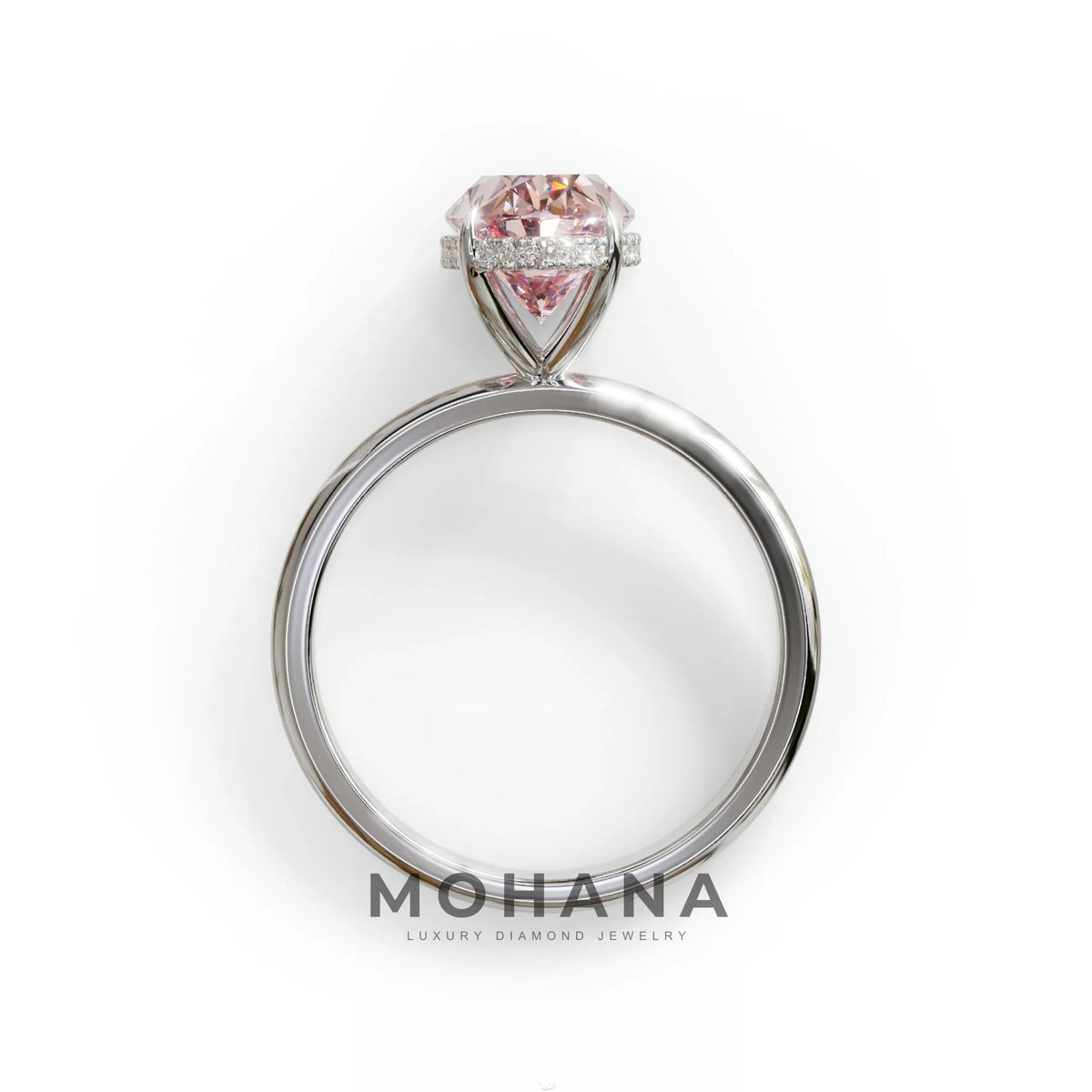 2.5 Carat Pink Oval Cut Hidden Halo Lab Diamond Ring - Mi Amor