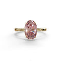2.5 Carat Pink Oval Cut Hidden Halo Lab Diamond Ring - Mi Amor - 10K Solid Gold / Yellow Gold