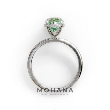 2.5 Carat Green Oval Cut Hidden Halo Lab Diamond Ring - Mi Amor