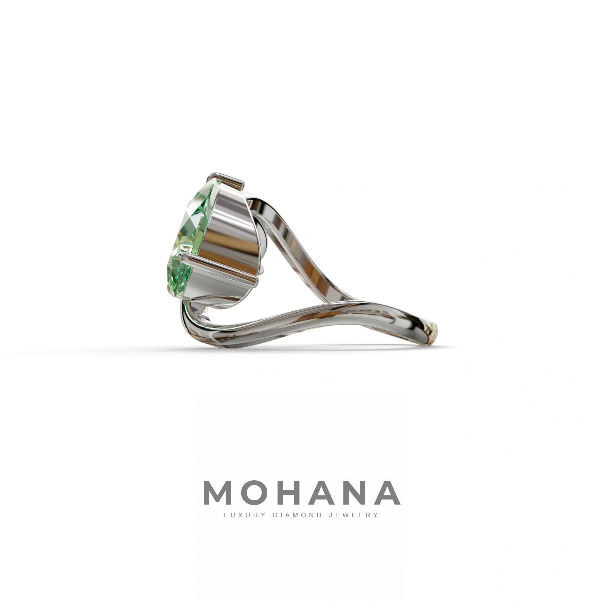 2.8 Carat Green Pear and Round Cut Lab Diamond Engagement Ring - Toi Et Moi