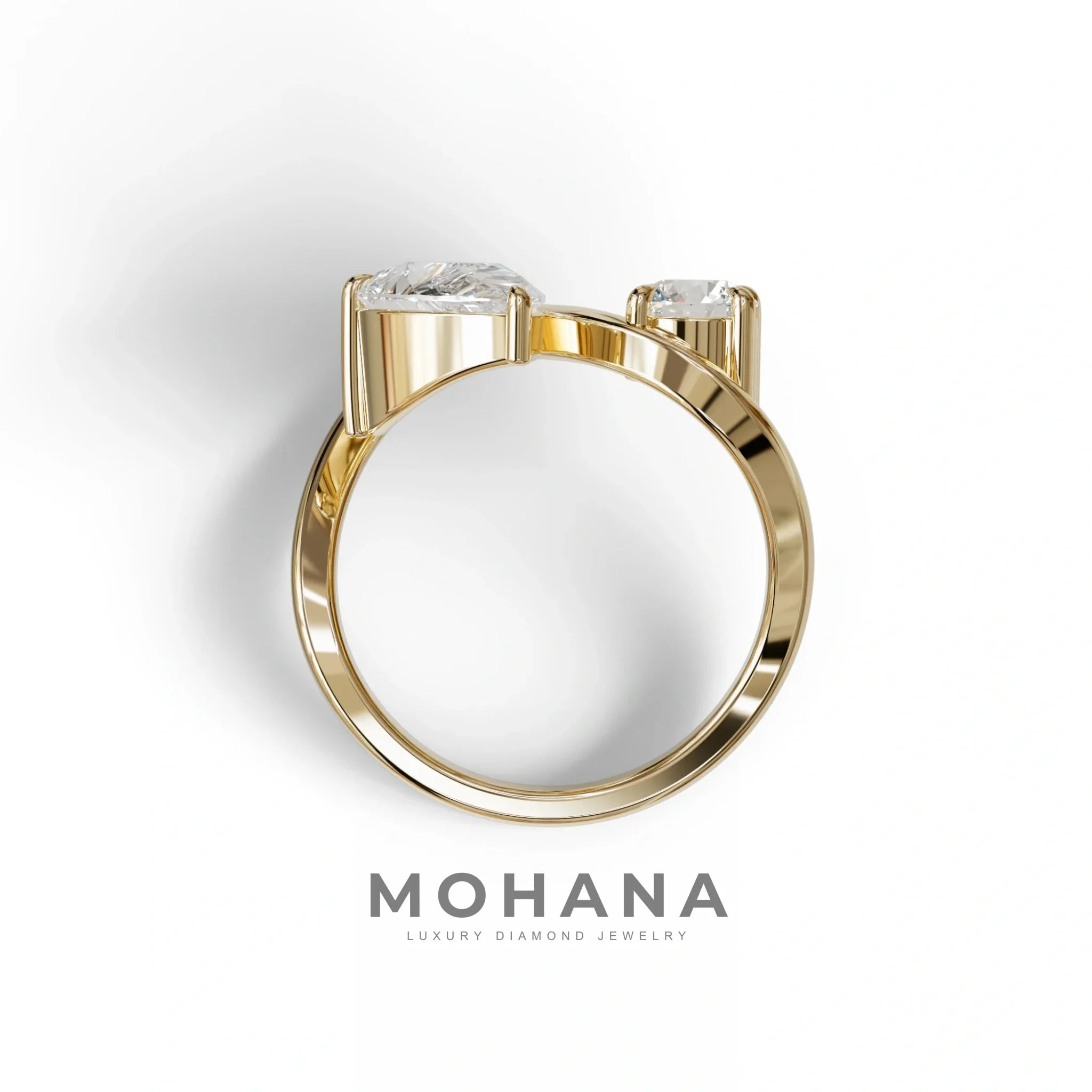 2.8 Carat E VVS Pear and Round Cut Lab Diamond Engagement Ring - Toi Et Moi