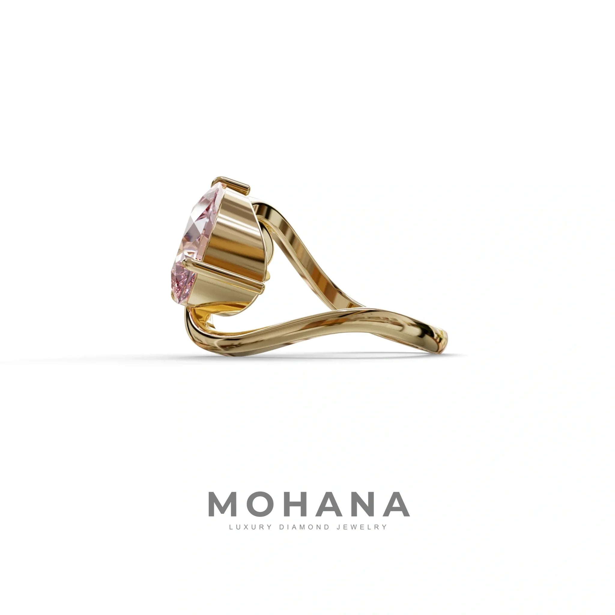 2.8 Carat Pink Pear and Round Cut Lab Diamond Engagement Ring - Toi Et Moi