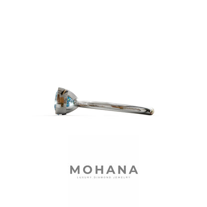 2 Carat Blue Cushion Diamond Ring - Half Bezel Set Ring - Remi