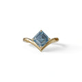 2 Ct Fancy Vivid Blue Asscher Cut Lab Diamond Solitaire Engagement Ring - Louily - 10K Solid Gold / Yellow Gold