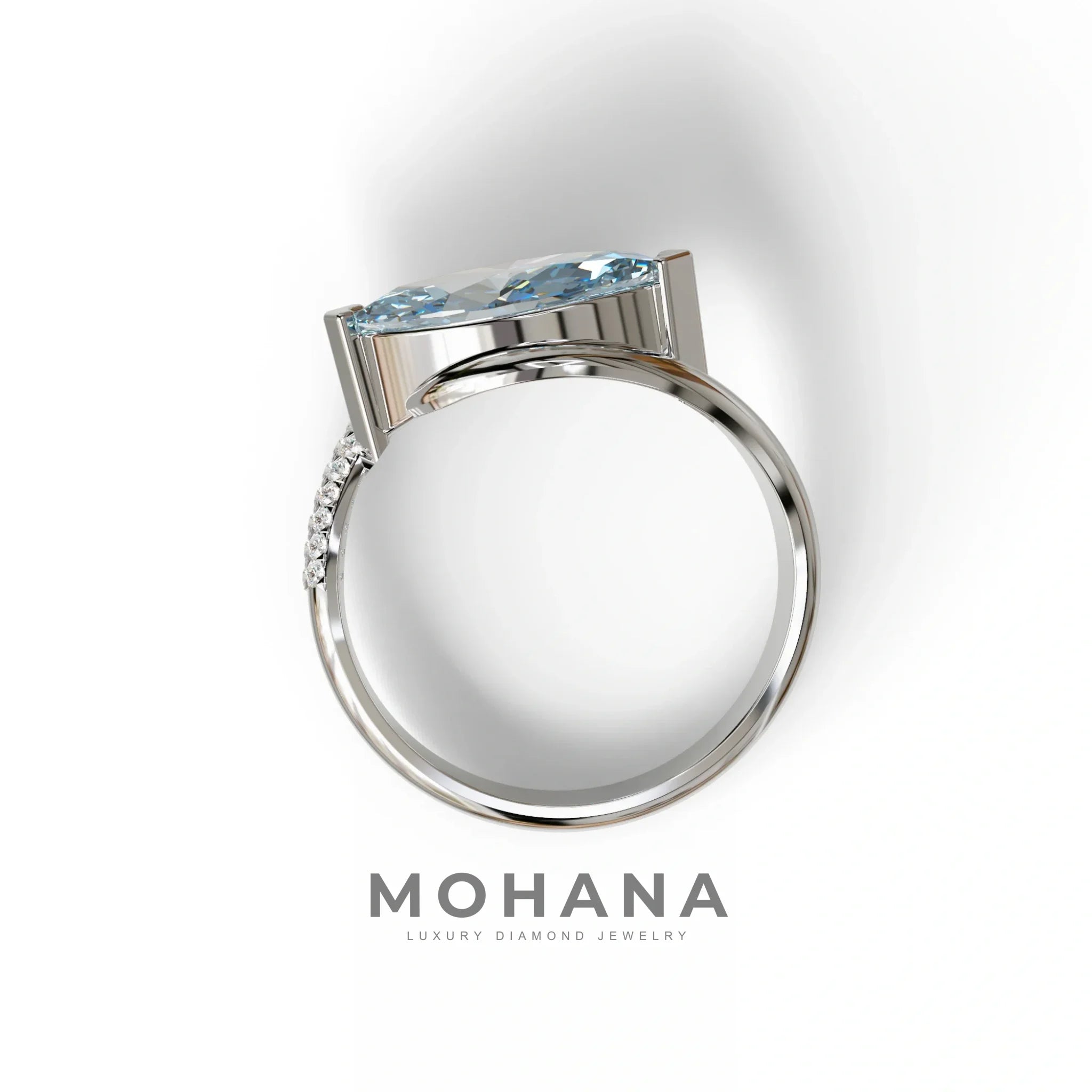 2 Carat Fancy Vivid Blue Marquise Cut Lab Grown Diamond Engagement Ring - Maya