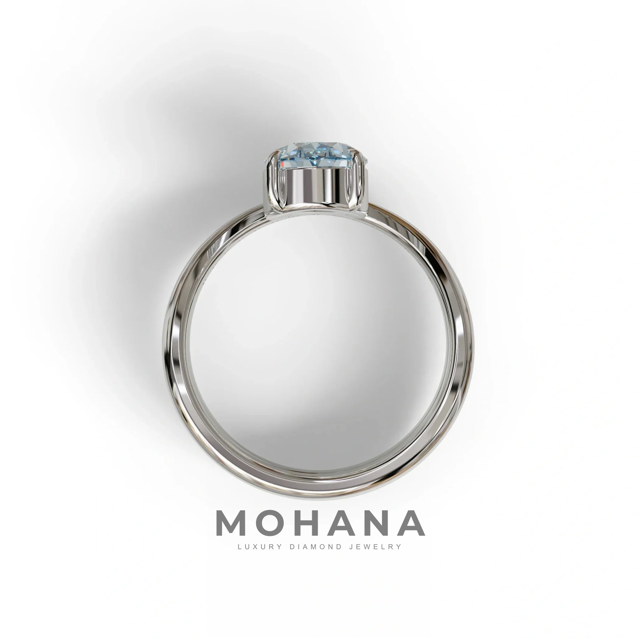 2 Carat Fancy Blue Oval Cut Lab Grown Diamond Ring | Curve Setting - Brilliance
