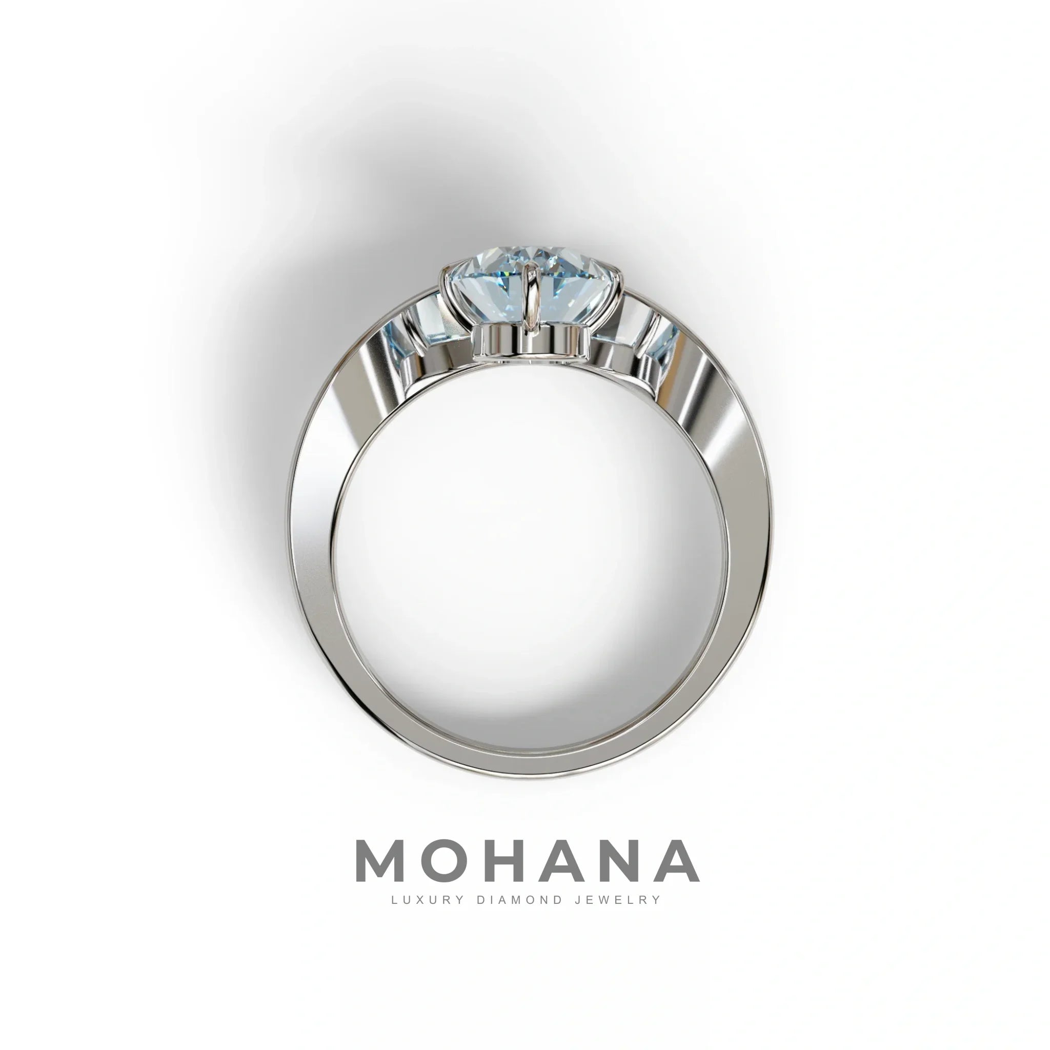Nested Diamond 2 Carat Blue Lab Grown Diamond Oval Engagement Ring - Aura