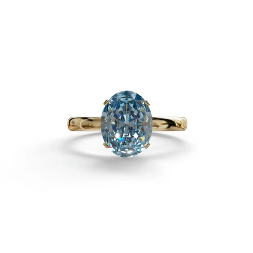 2 ct Oval Solitaire Diamond Ring Blue Lab Diamond Engagement Ring - Eira - 10K Solid Gold / Yellow Gold