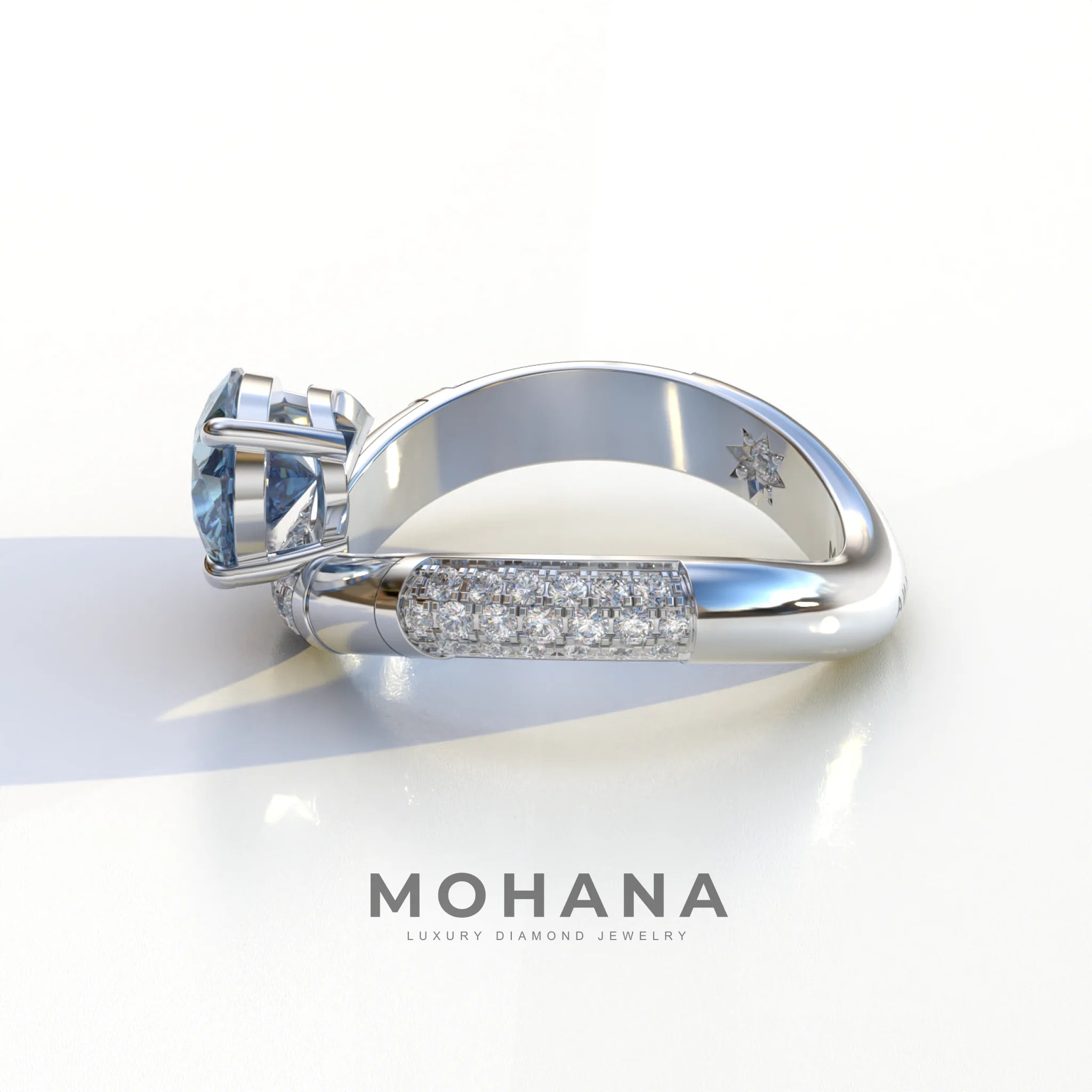2 Carat East-West Fancy Vivid Blue Pear Cut Lab Diamond Engagement Ring - J’Lure