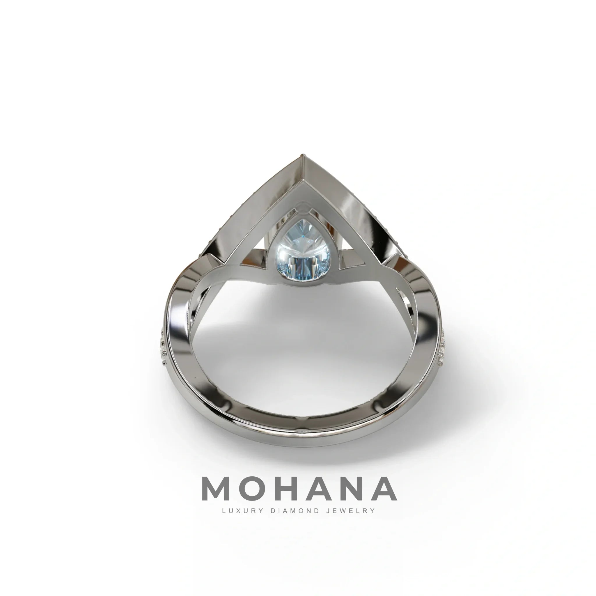 2 Carat Blue Pear Cut Tear Drop Lab Diamond Ring - Glamly