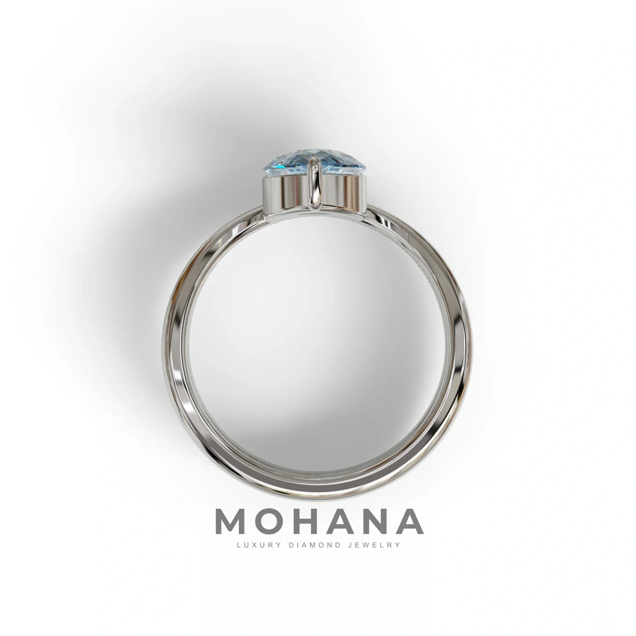 2 Carat Vivid Blue Color Lab Diamond Wedding Ring set - Gemini
